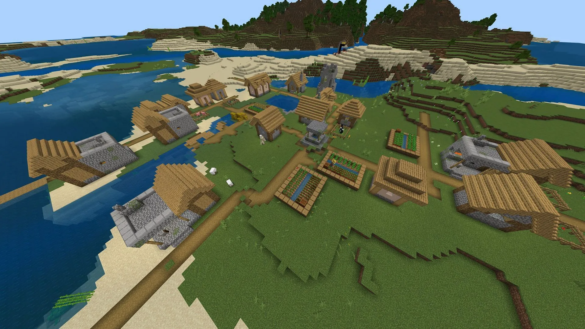 This spawn offers plenty of free loot before players check out the surrounding structures (Image via Mojang)