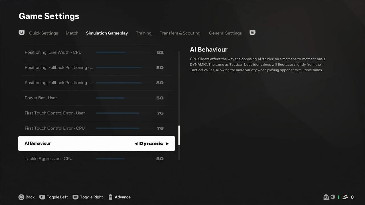 AI Behaviour also has a Dynamic option (Image via EA)