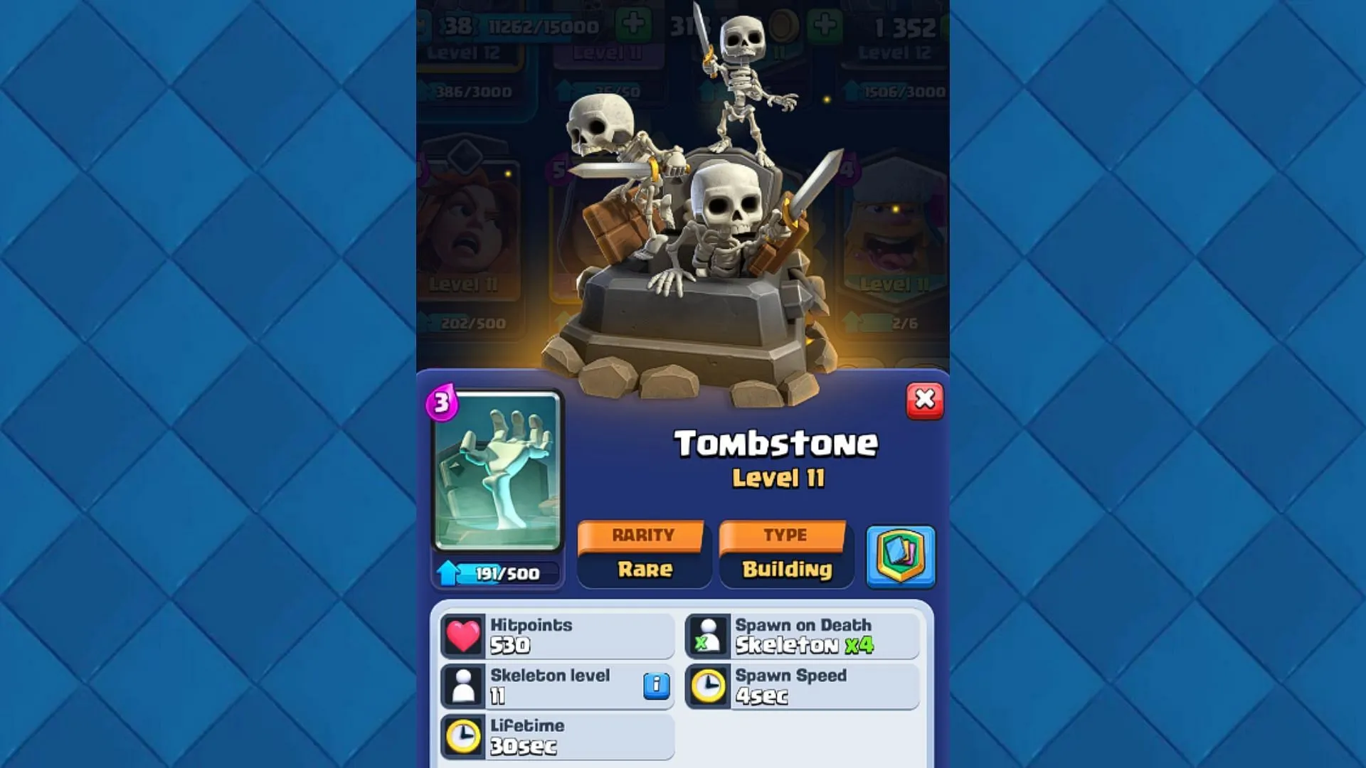 Cartão de construção Tombstone (Imagem via Supercell)