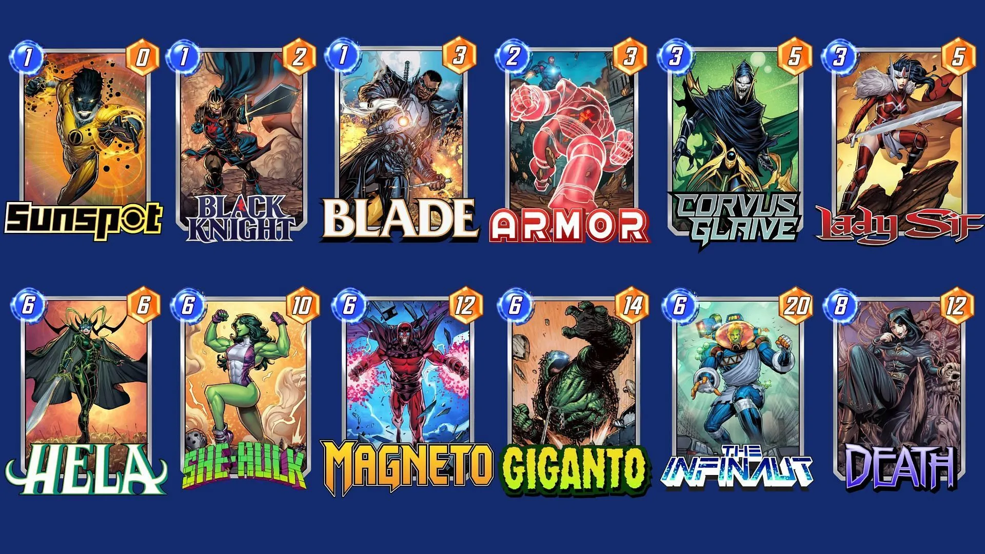 Le deck Reanimation Rampage dans Marvel Snap (Image via Nuverse)