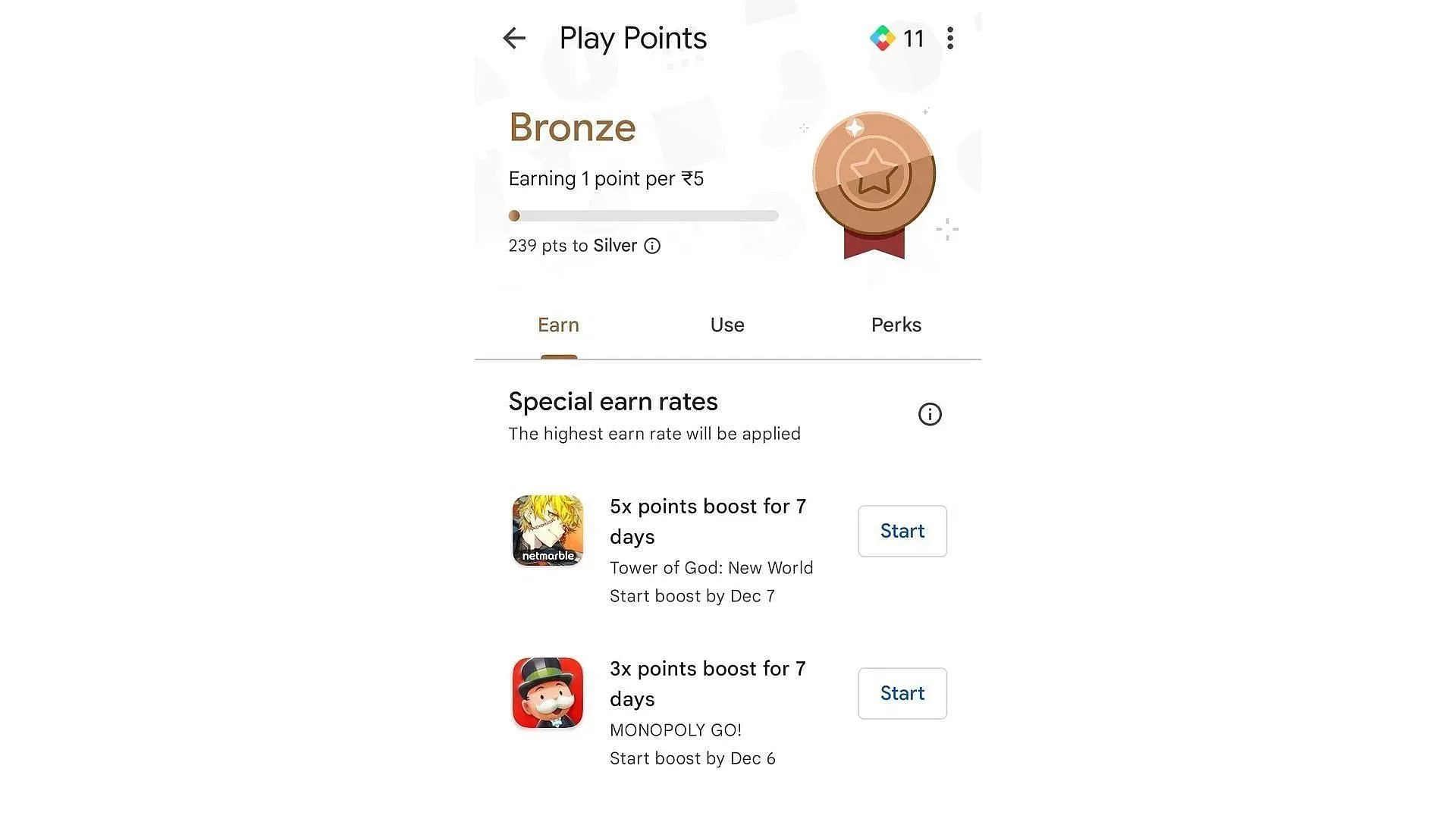 Punti di gioco (immagine tramite Playstore)