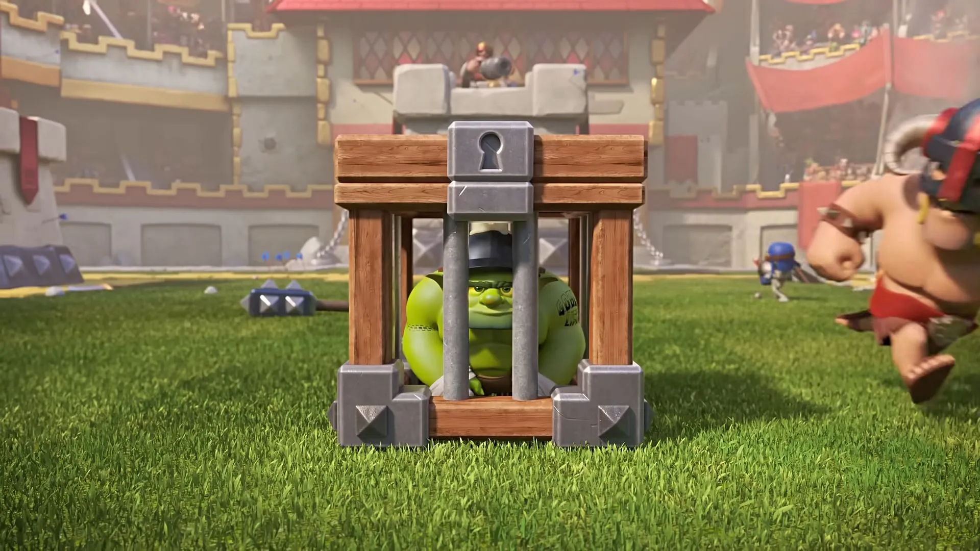 Goblin Cage is often used to boost the defense of Lumberjack decks in Clash Royale (Image via Supercell)