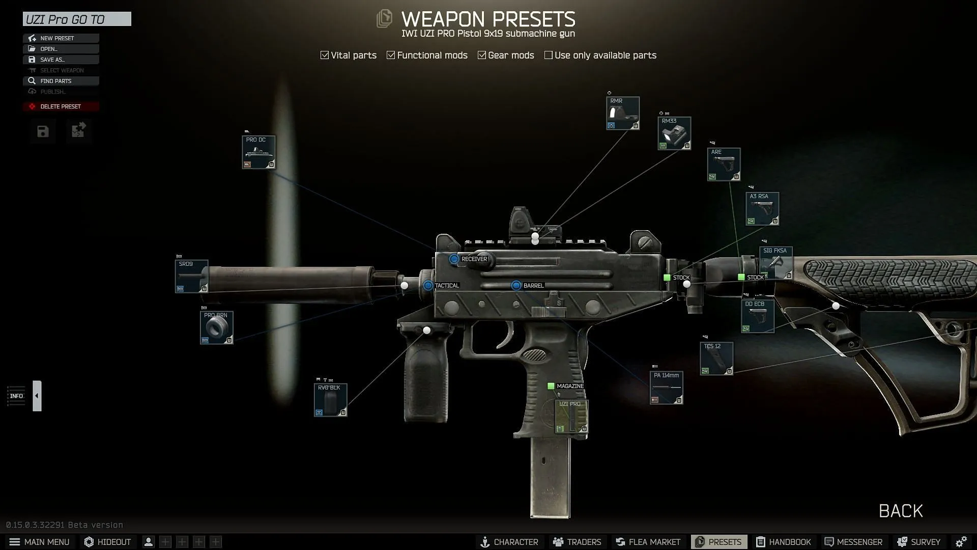 The UZI Pro pistol submachine gun build (Image via Battlestate Games)