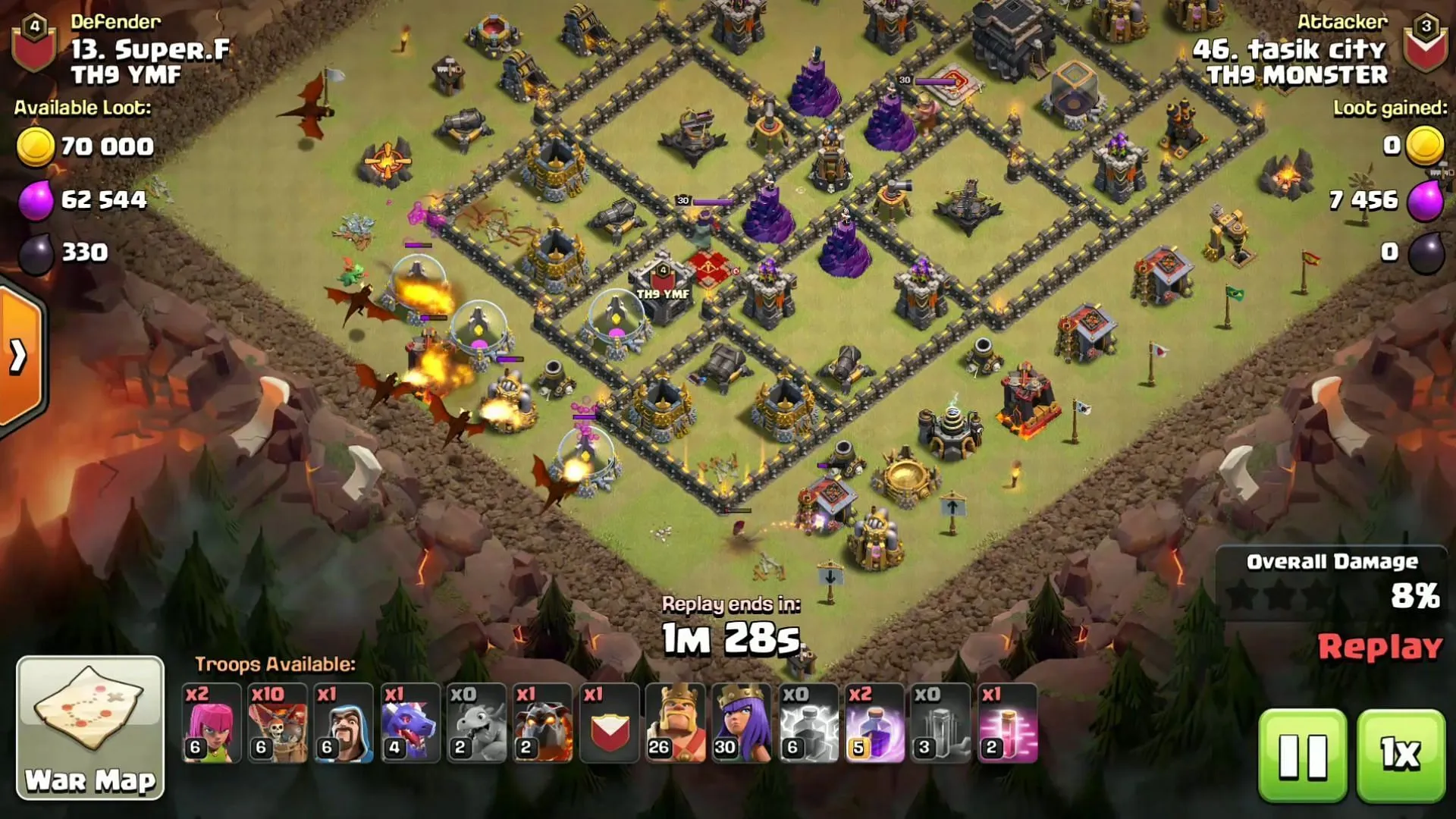 Use Dragons to clear the base core (Image via Supercell)