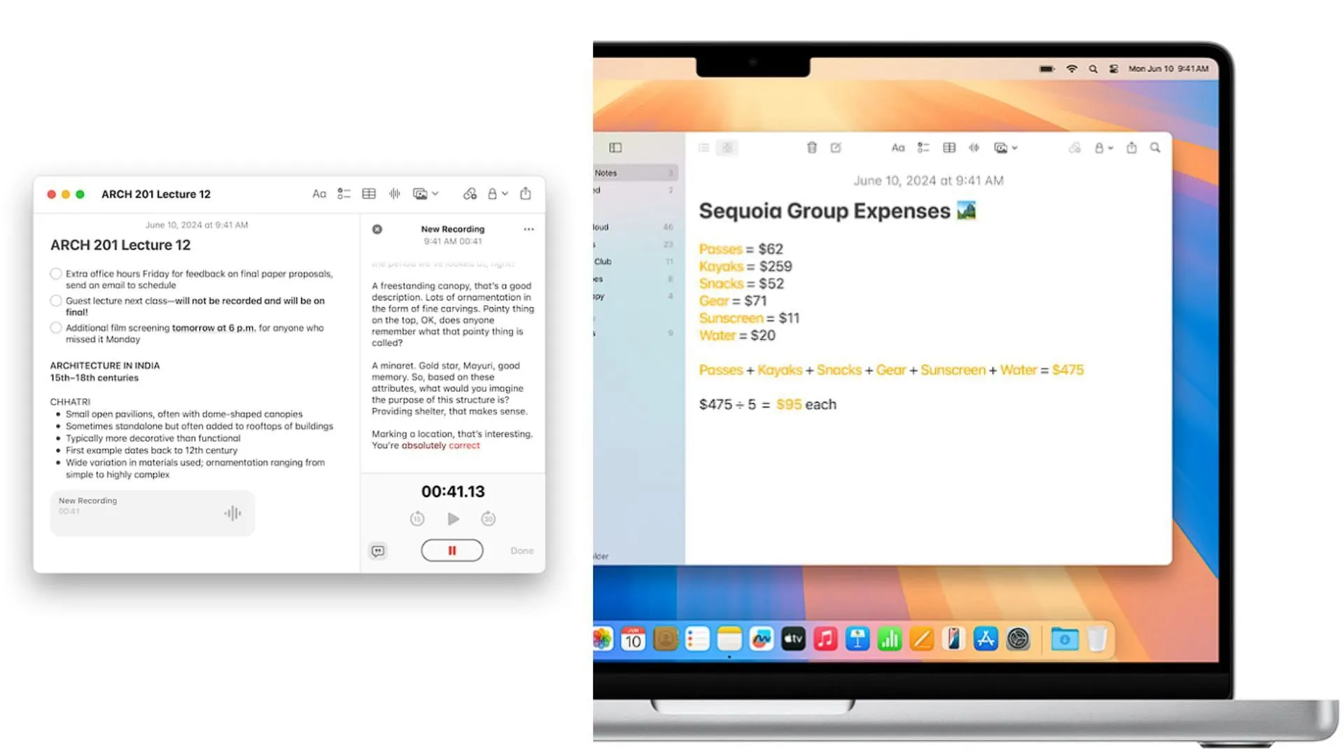 Les nouvelles fonctionnalités de l'application Notes (Image via Apple)