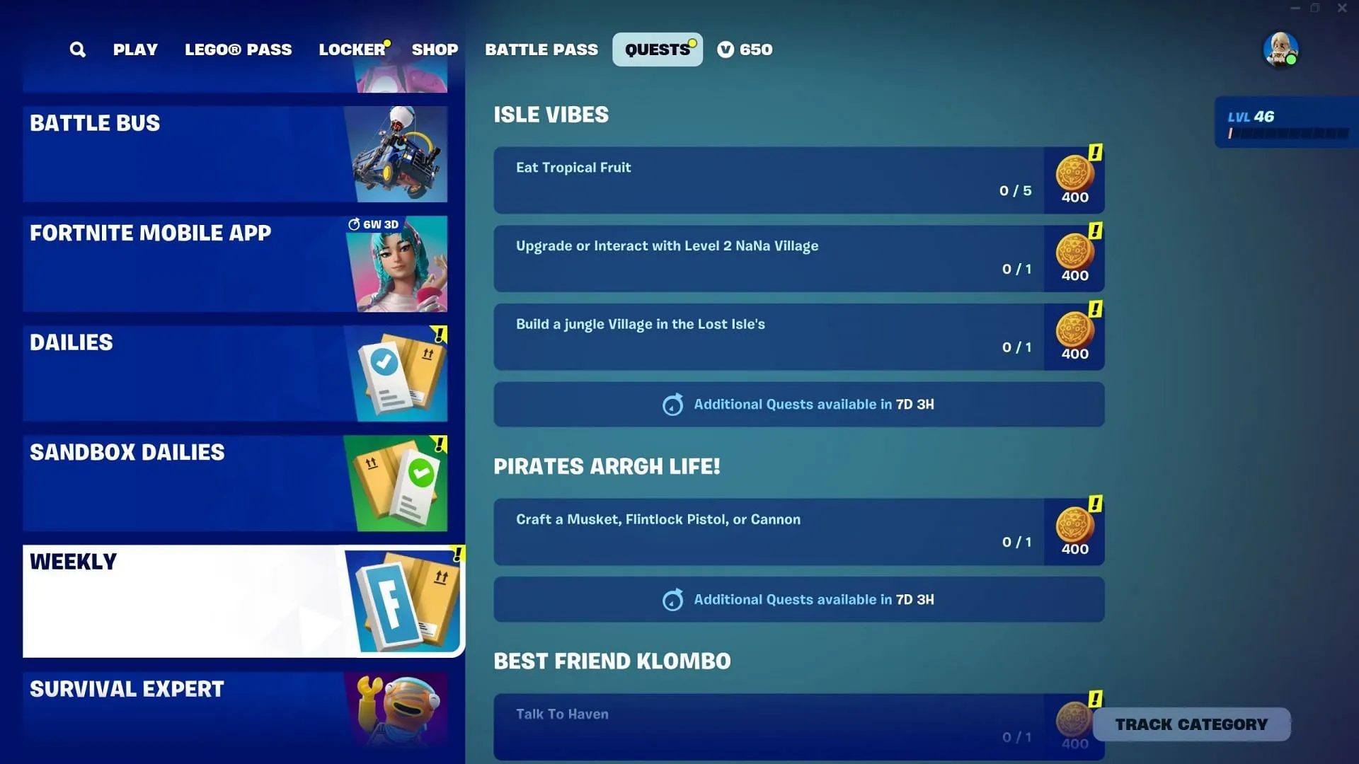 Nuevos desafíos semanales (imagen de Epic Games)