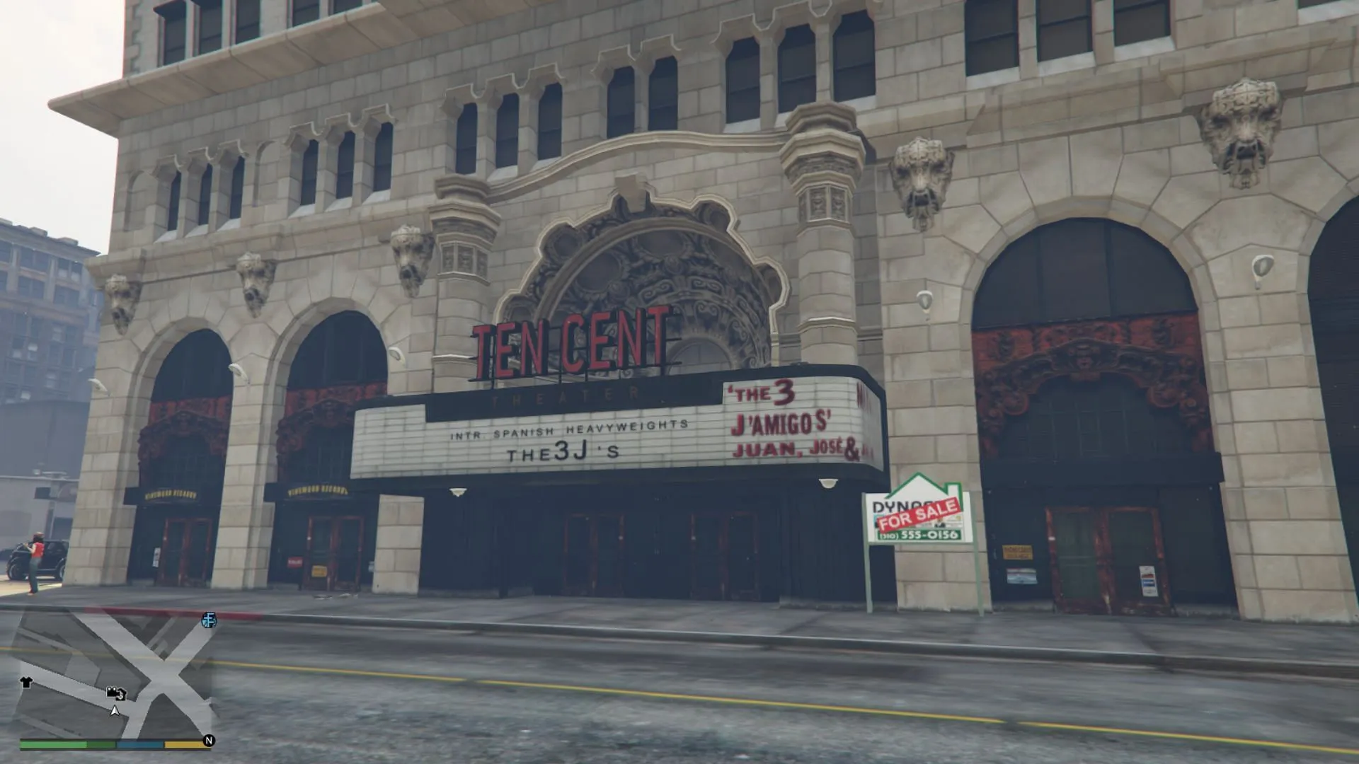 Une capture d'écran du théâtre Ten Cent dans le mode histoire de Grand Theft Auto 5 (image via Rockstar Games)