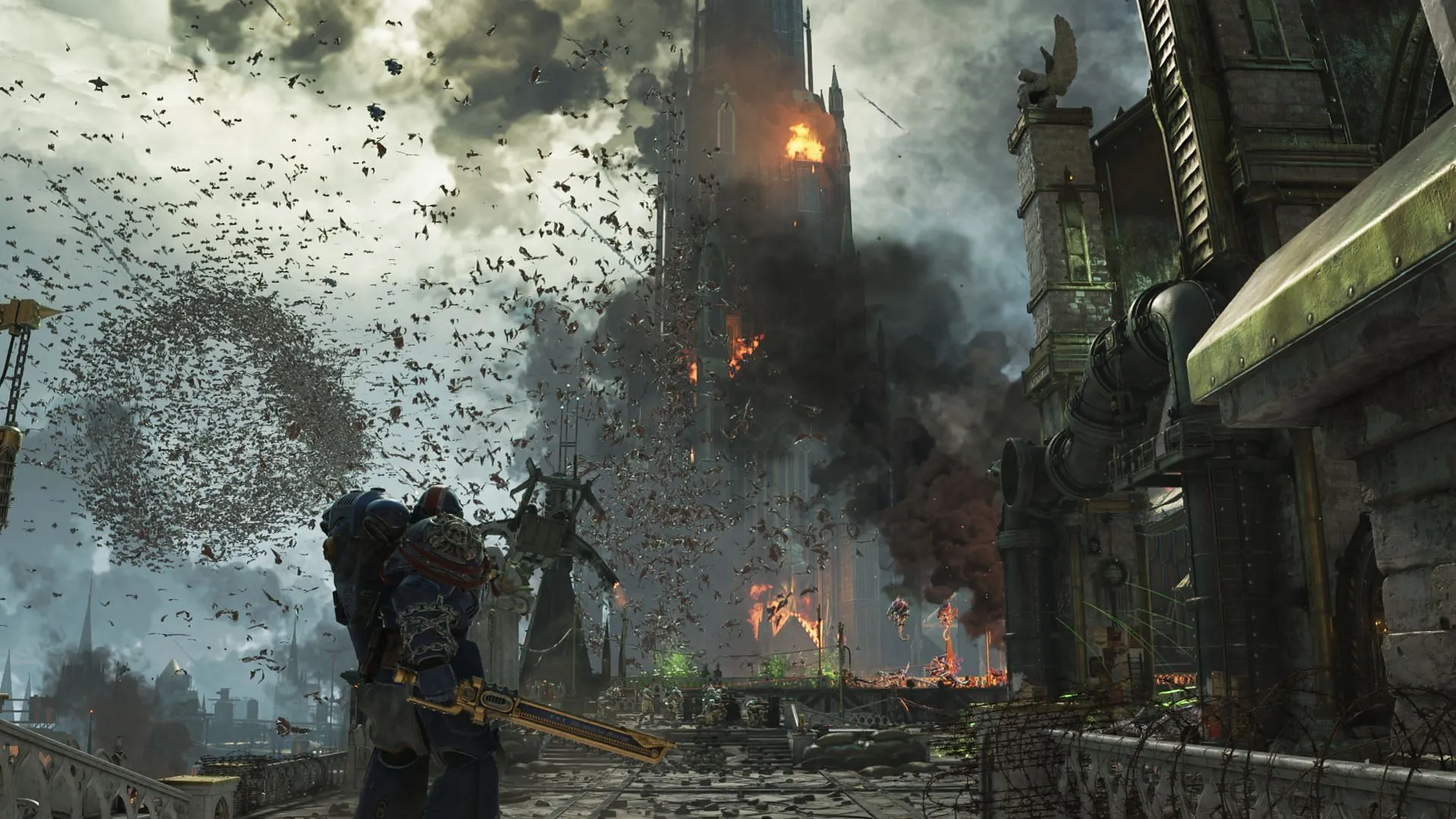 Eliminate all Xenos and proceed to get to the next part of the Voidsong Campaign Mission in Warhammer 40k: Space Marine 2 (Image via Focus Entertainment)