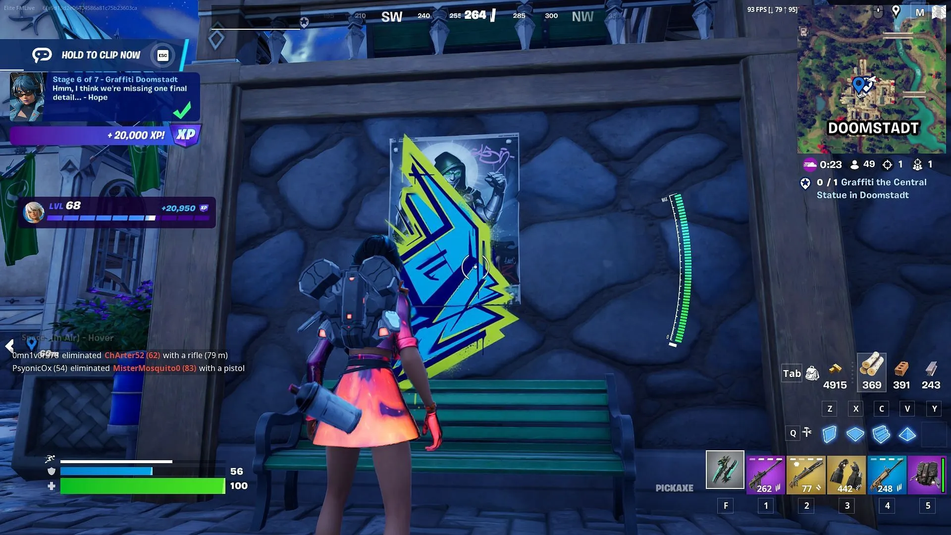 Spray four locations to progress to the next stage of the Illusionist Story Quests in Fortnite Chapter 5 Season 4 (Image via Epic Games)