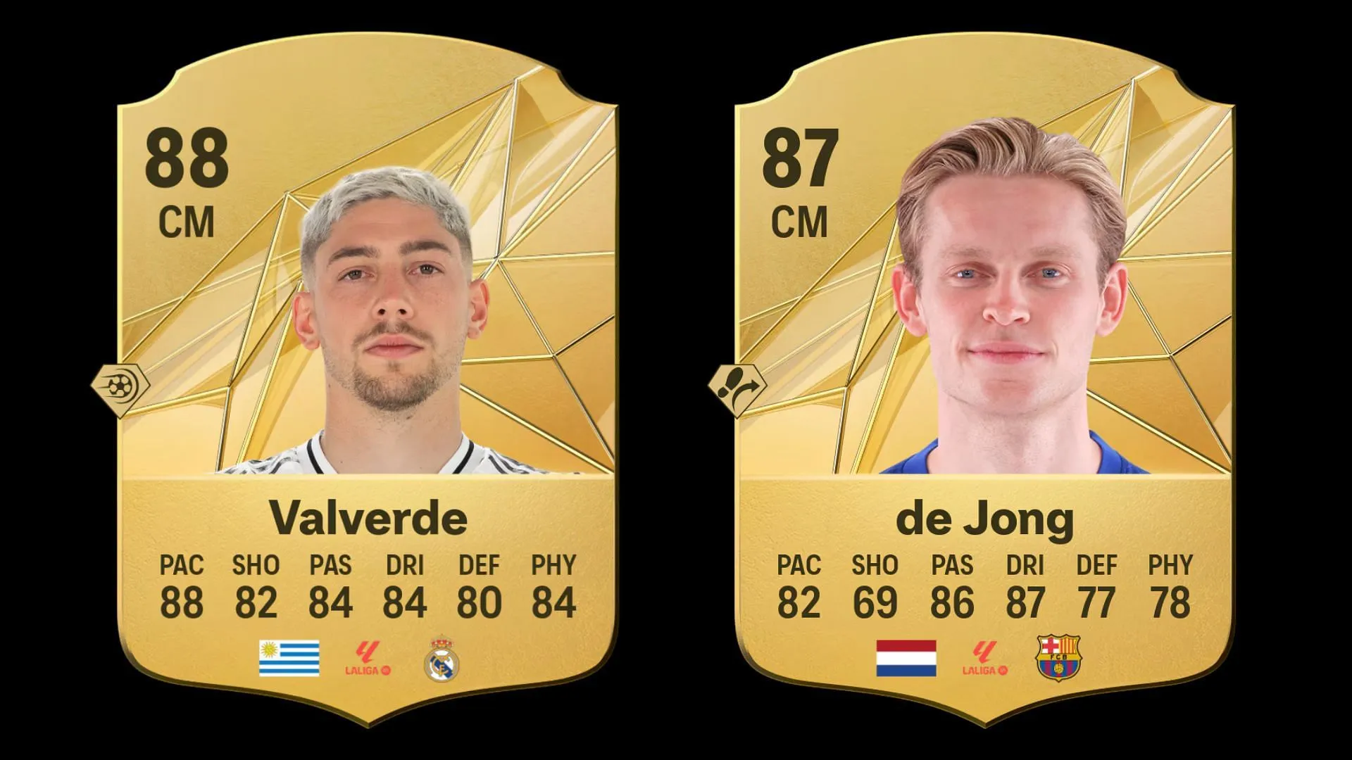 Valverde and de Jong's FC 25 cards (Images via EA)