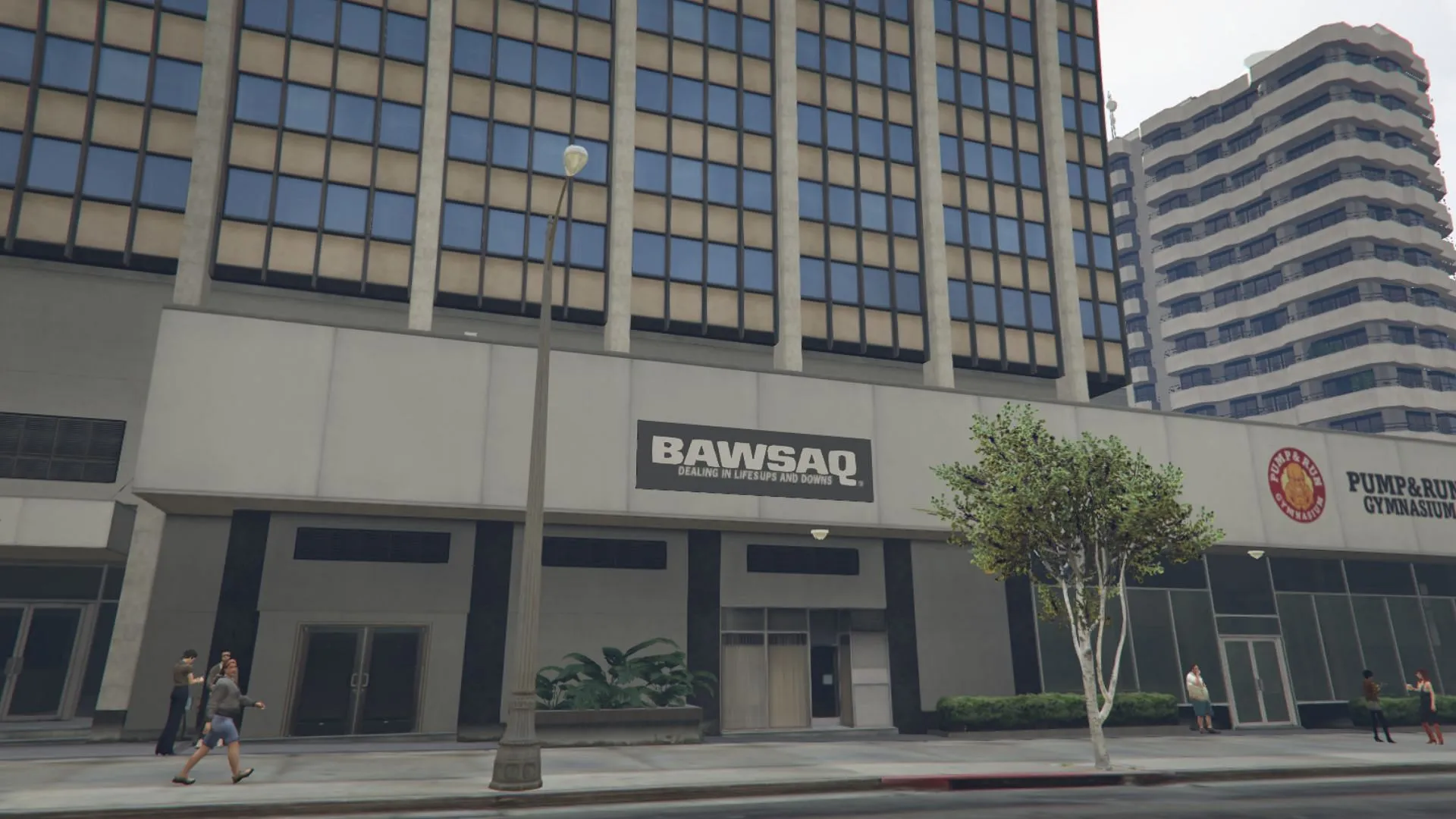 El edificio de oficinas de BAWSAQ en Grand Theft Auto 5 (imagen vía Rockstar Games)