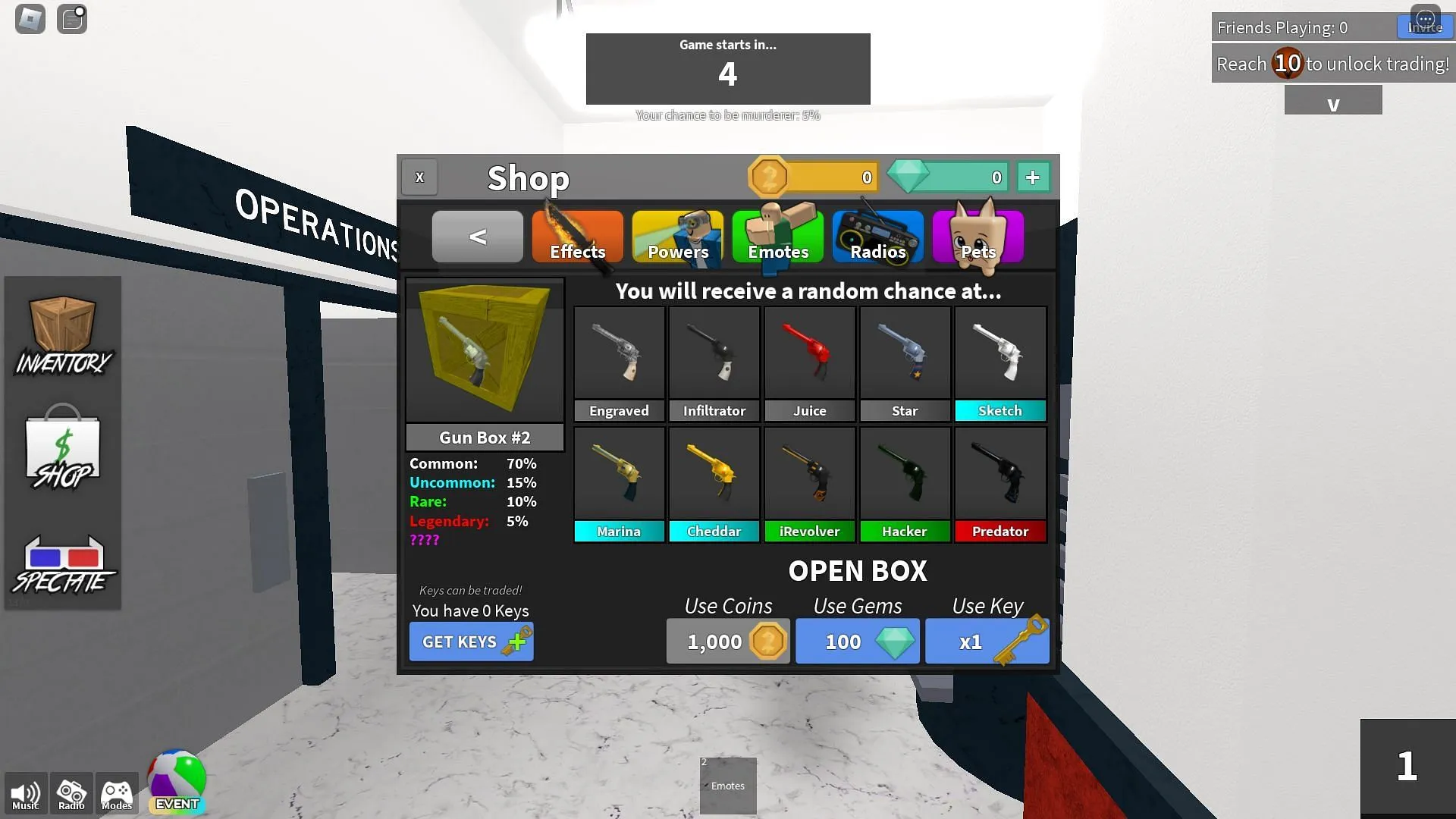 O Hacker pode ser obtido abrindo a Gun Box 2 (Imagem via Roblox)