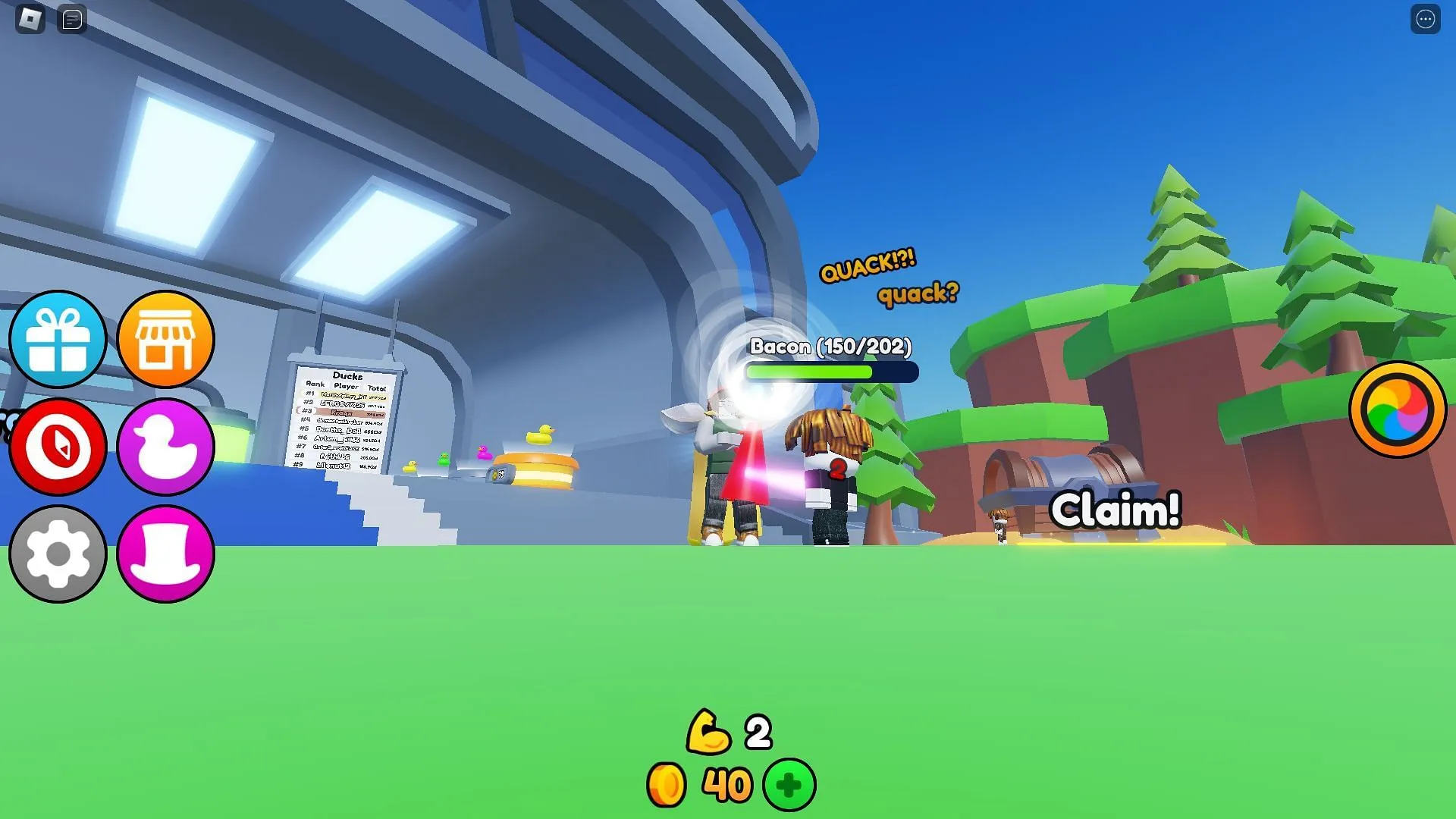 Defeating an enemy with Ducks (Image via Roblox)