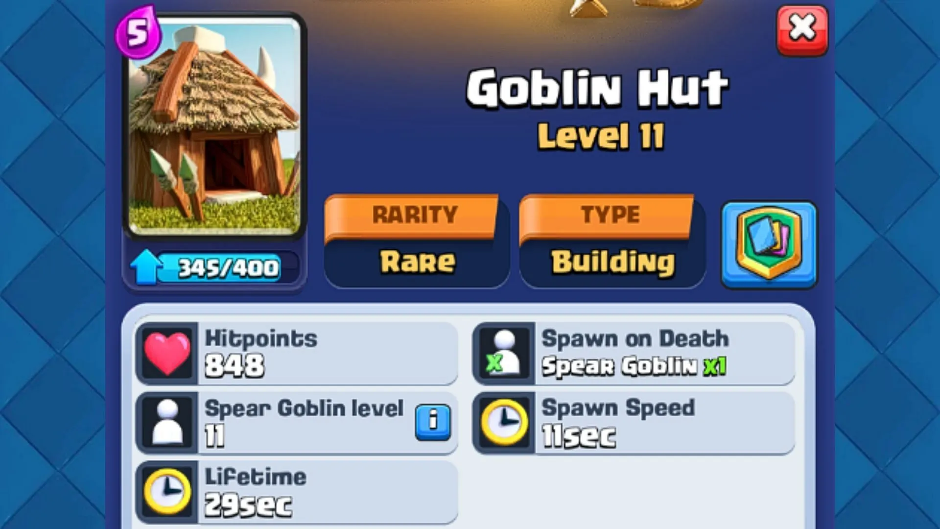 Carta Goblin Hut Building (Immagine tramite Supercell)