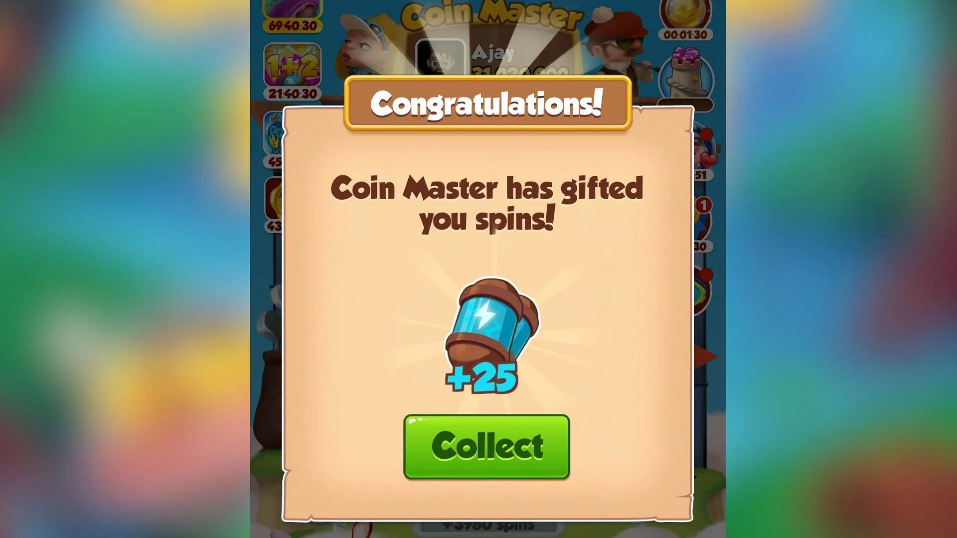 You can get free spins and coins from Moon Active's links by clicking the Collect button (Image via Moon Active)