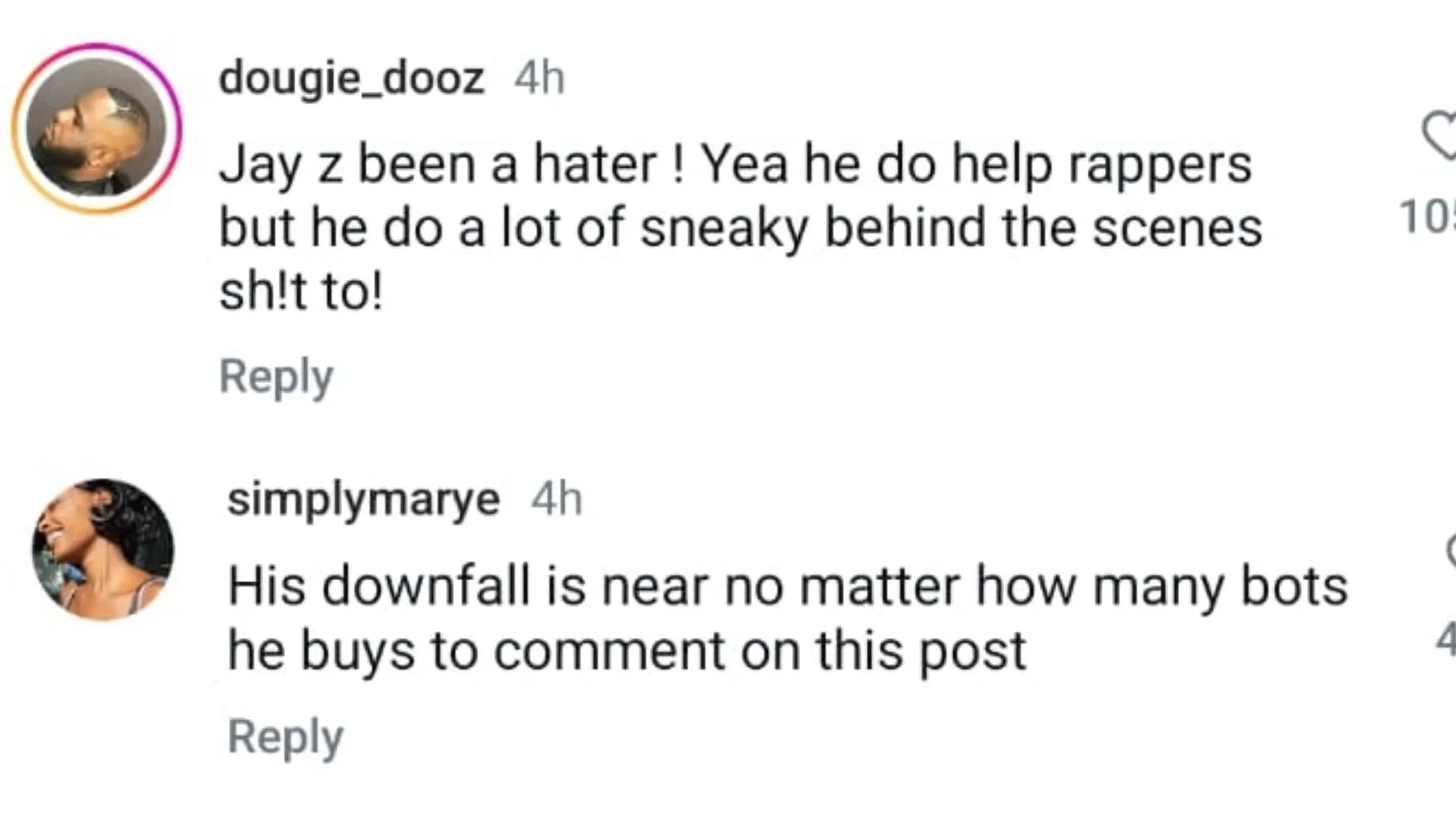 Fans reacted to Eve's statement (Image via Instagram / @dougie_dooz / @simplymatye)