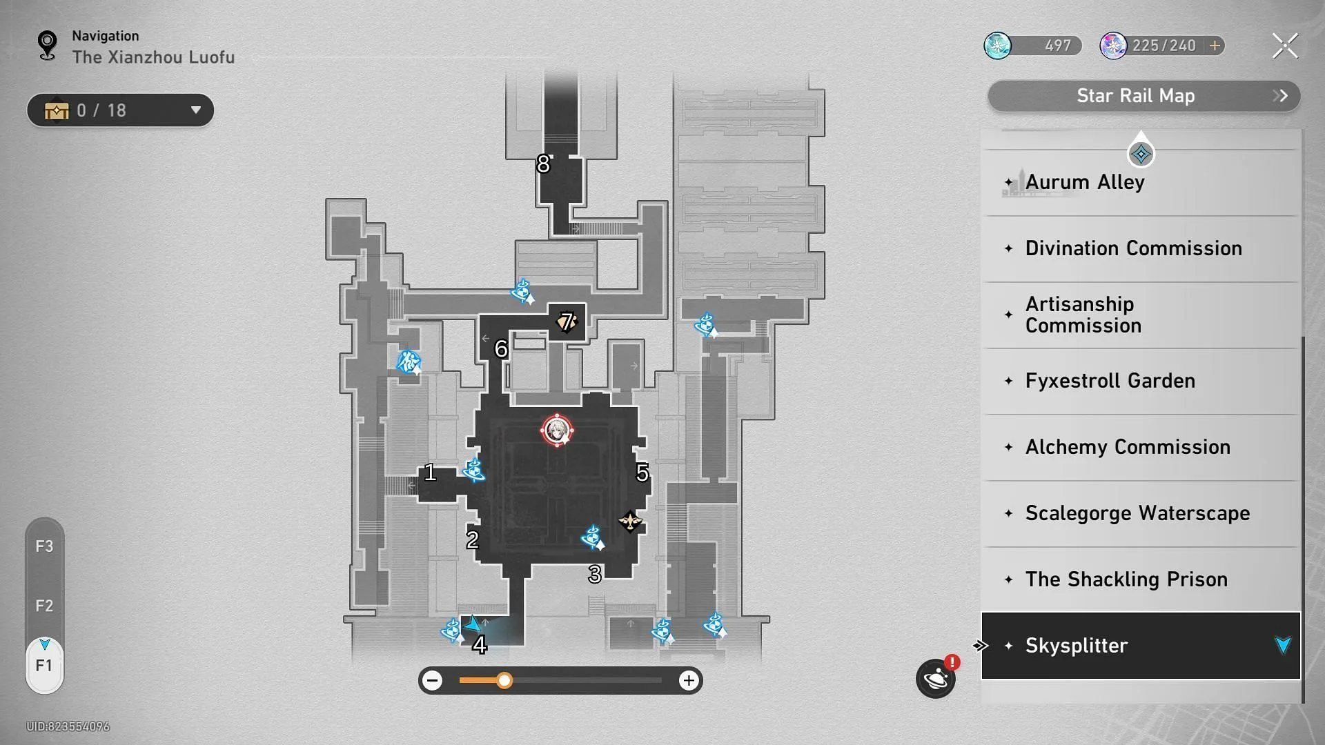 Ubicaciones de cofres del tesoro en el primer piso de Skysplitter (imagen a través de HoYoverse)