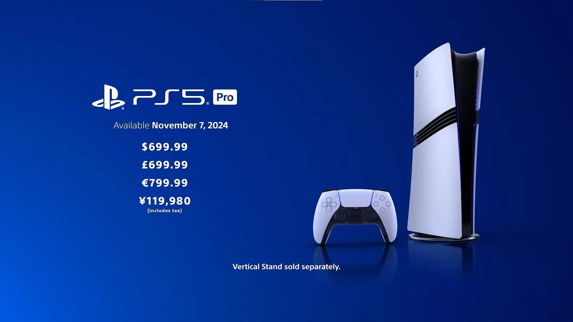 주요 지역의 PS5 Pro 가격(이미지 출처: Sony)