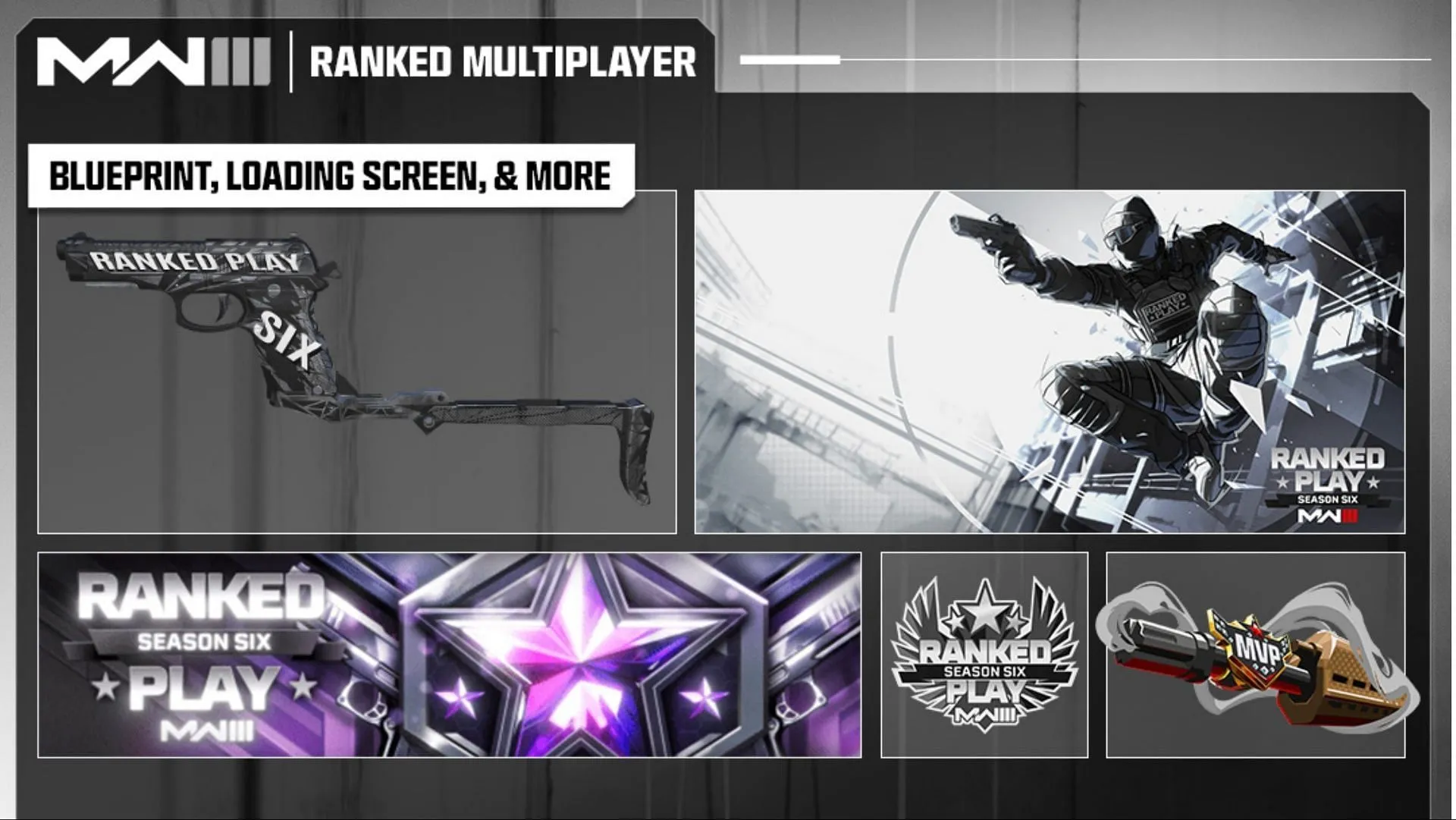 Seasonal Modern Warfare 3 Season 6 Ranked Play rewards (Image via Activision)