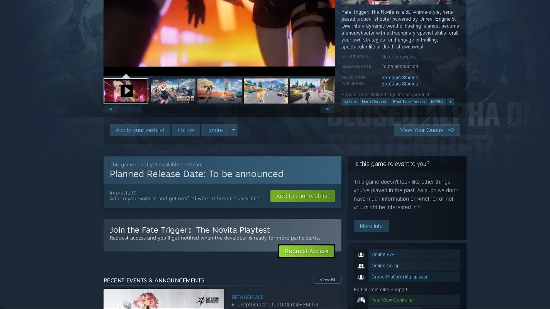 Jak uzyskać wczesny dostęp do Fate Trigger: The Novita (obraz za pośrednictwem Steam)