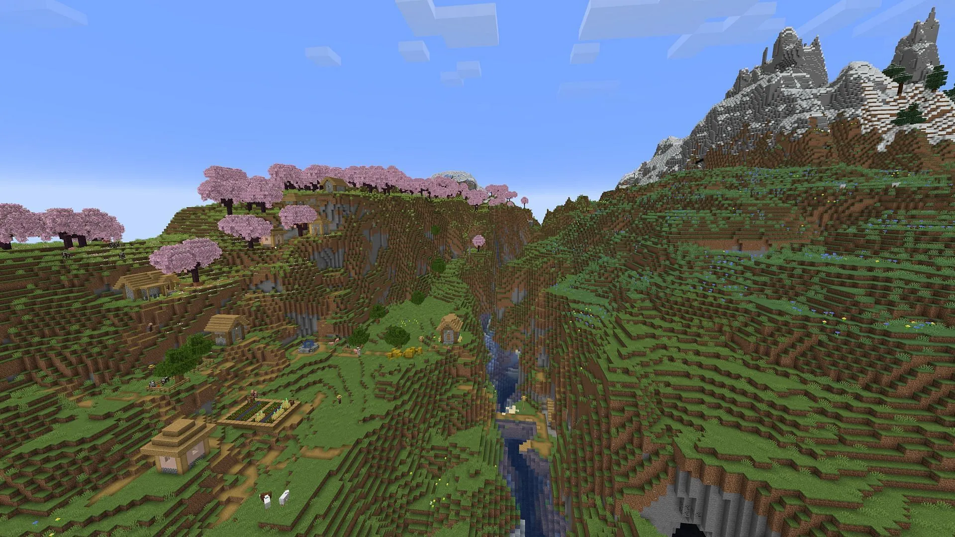 Le ravin du village de la graine apparaît (Image via Mojang)