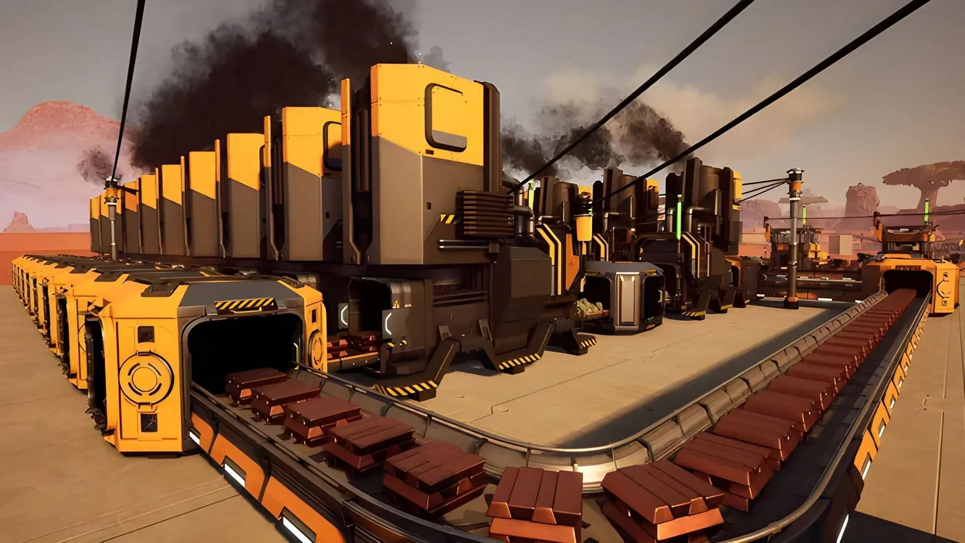 Cómo instalar cintas transportadoras en Satisfactory (imagen de Coffee Stain Studios)