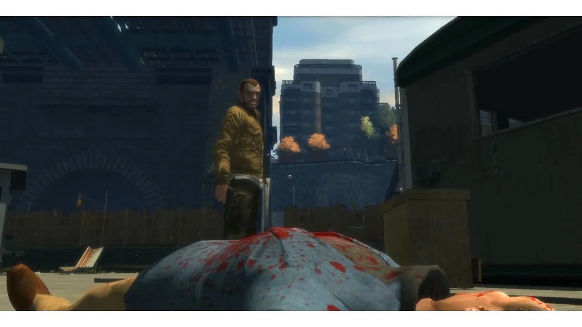 The Grand Theft Auto 4 gameplay features some gory and bloody scenes (Image via Rockstar Games)