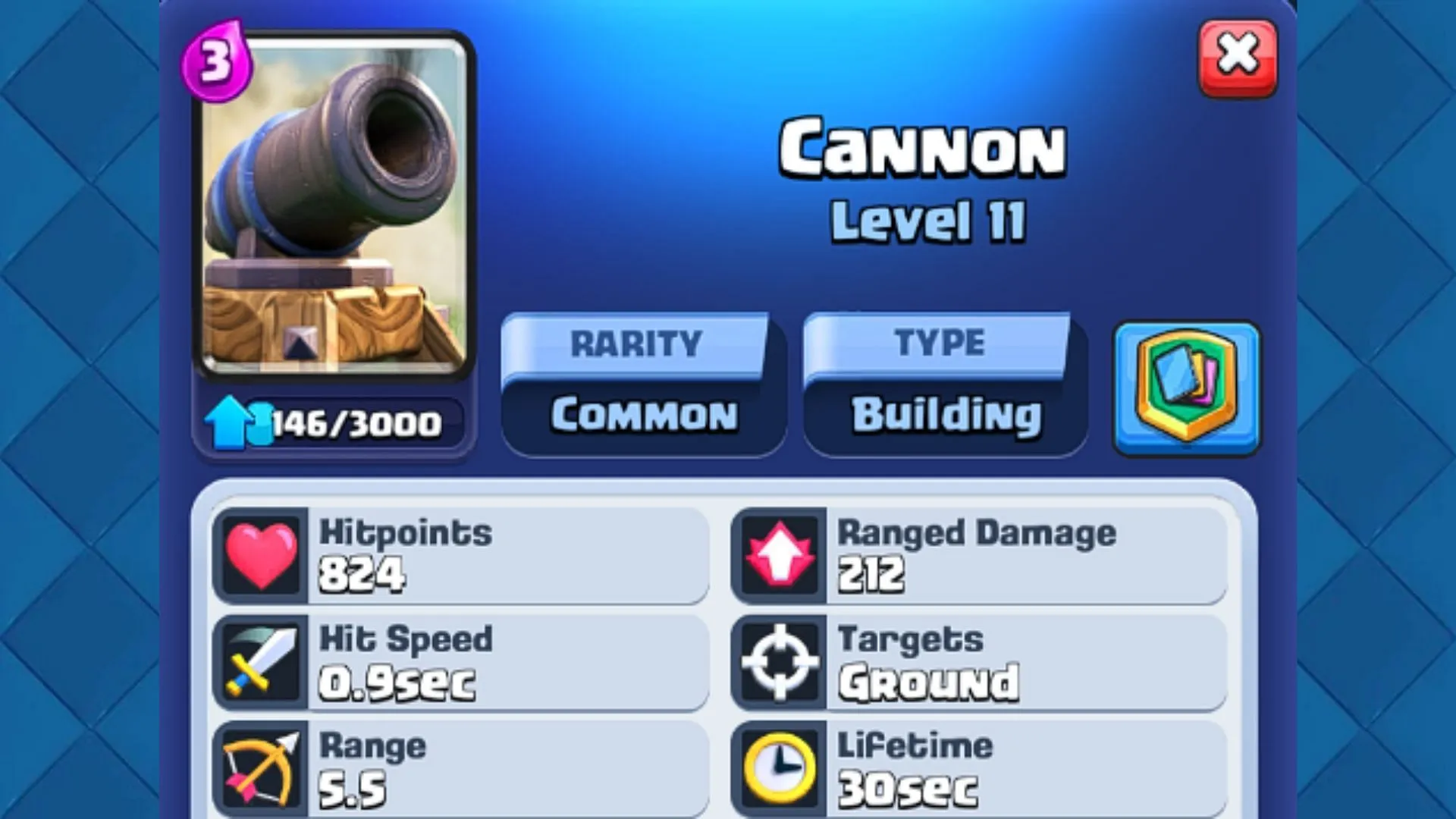 Carta de construção de canhão (Imagem via Supercell)