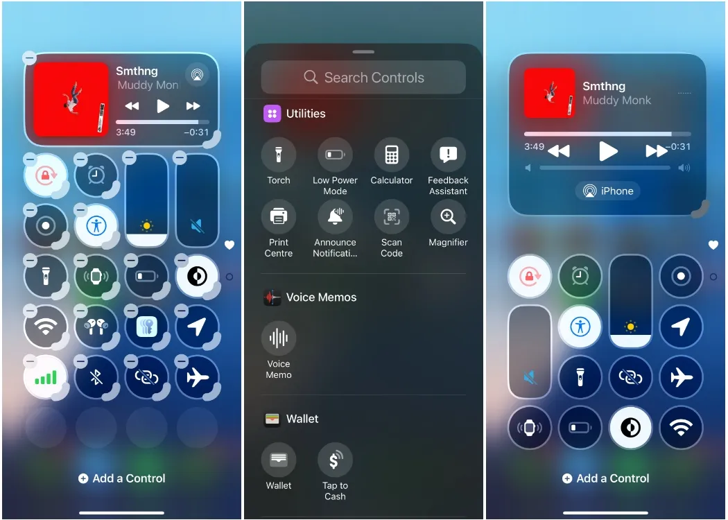 Customizable Control Center on iOS 18