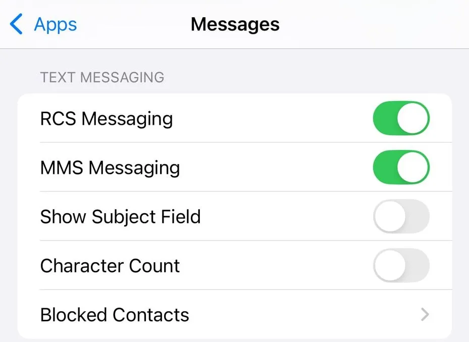 Basculement des messages RCS iOS 18