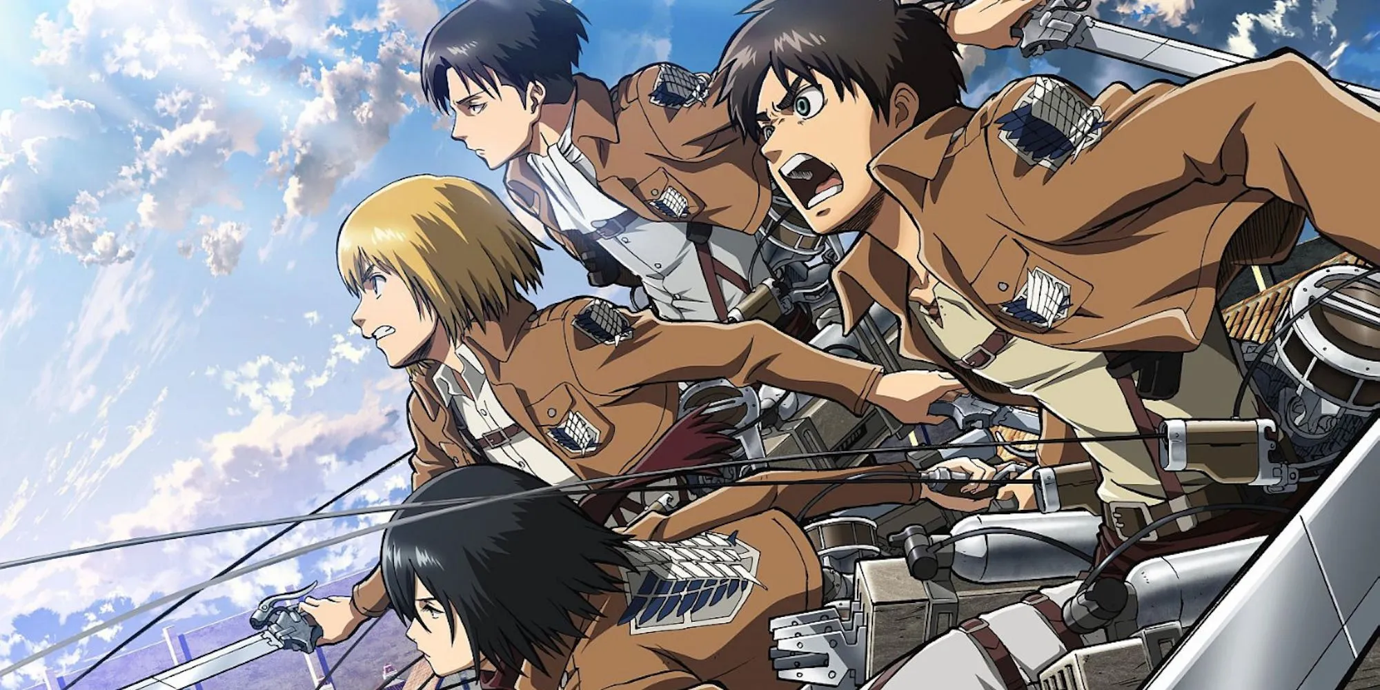 Arte promocional com personagens de Attack On Titan