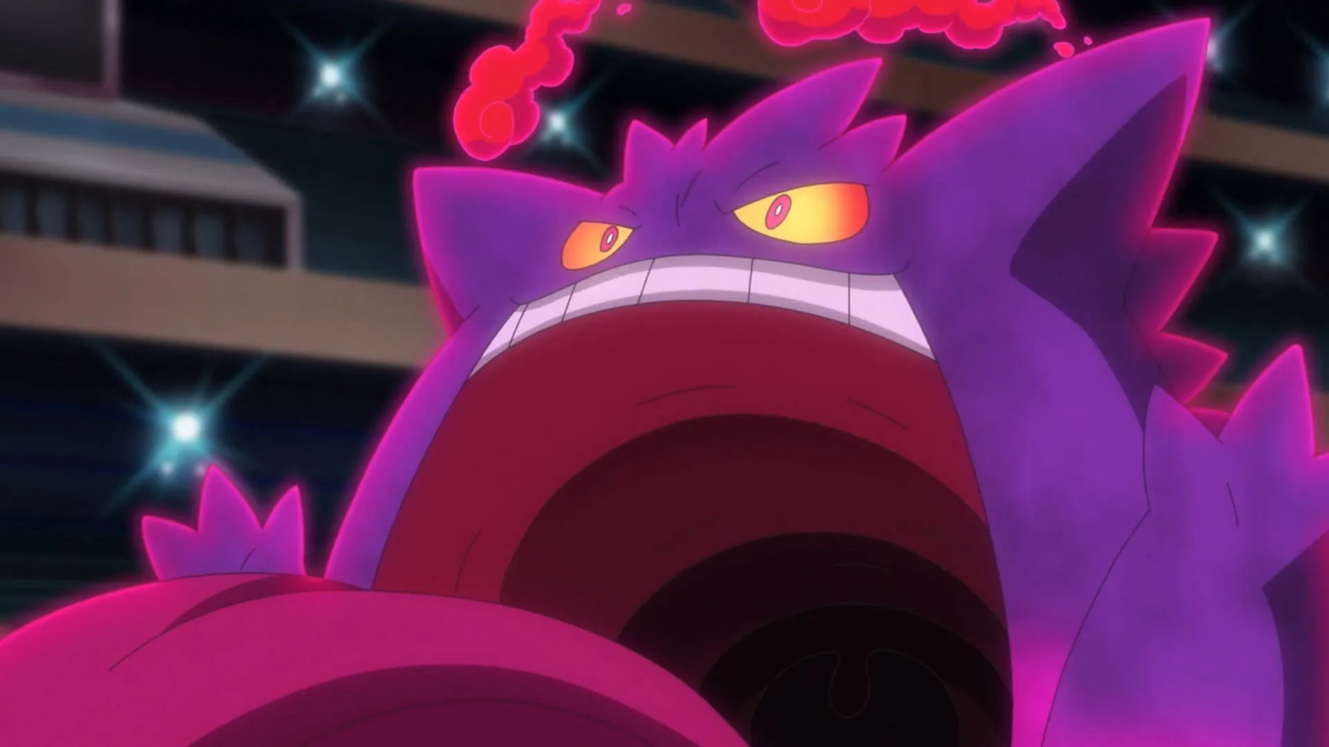 Gigadynamax-Gengar im Anime zu sehen (Bild über TPC)