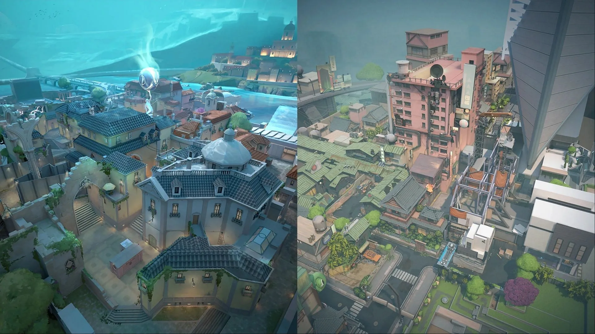 Los mapas Pearl y Split (Imagen vía Riot Games)