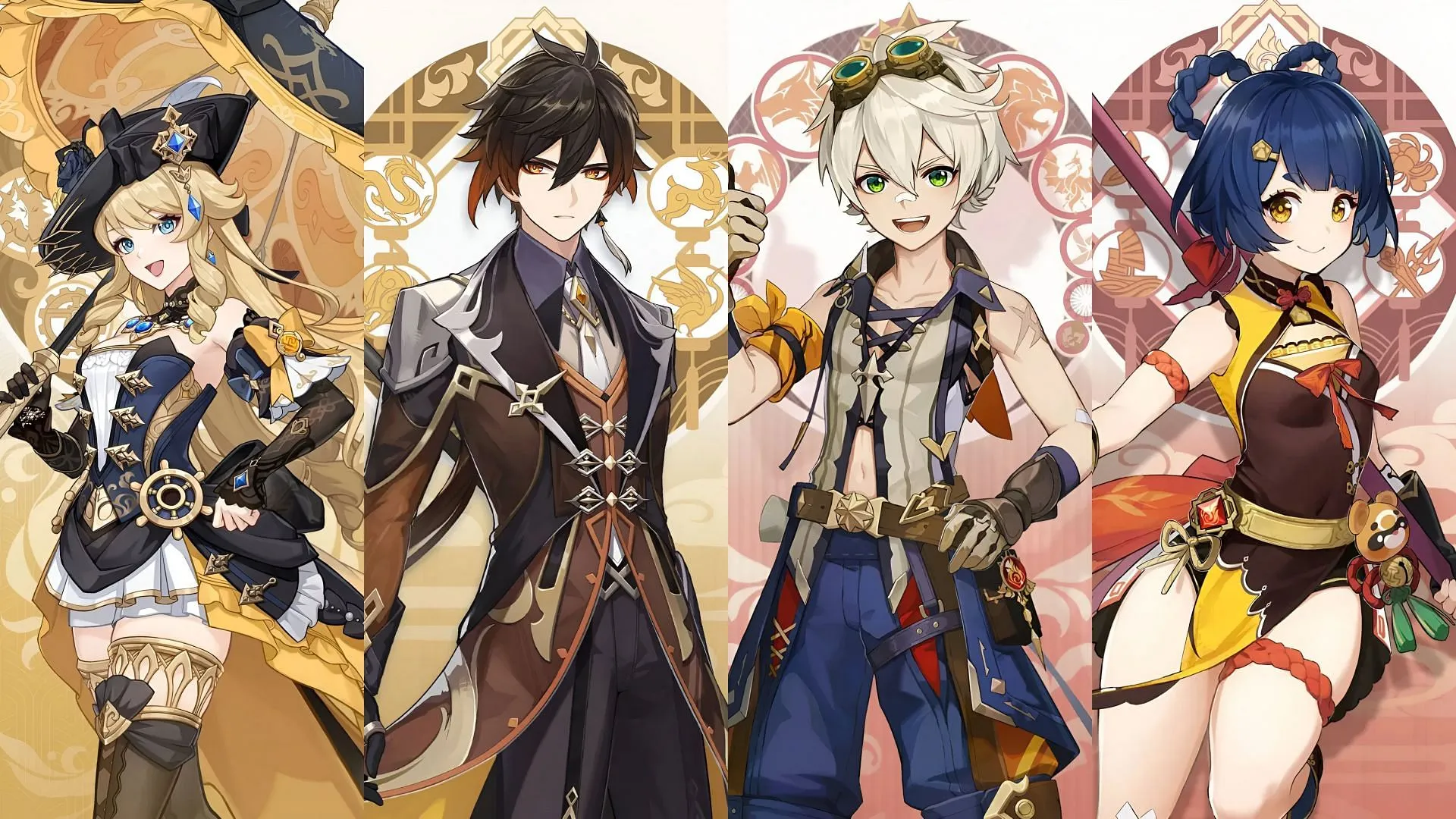 Navia, Zhongli, Bennett, and Xiangling team composition (Image via HoYoverse)