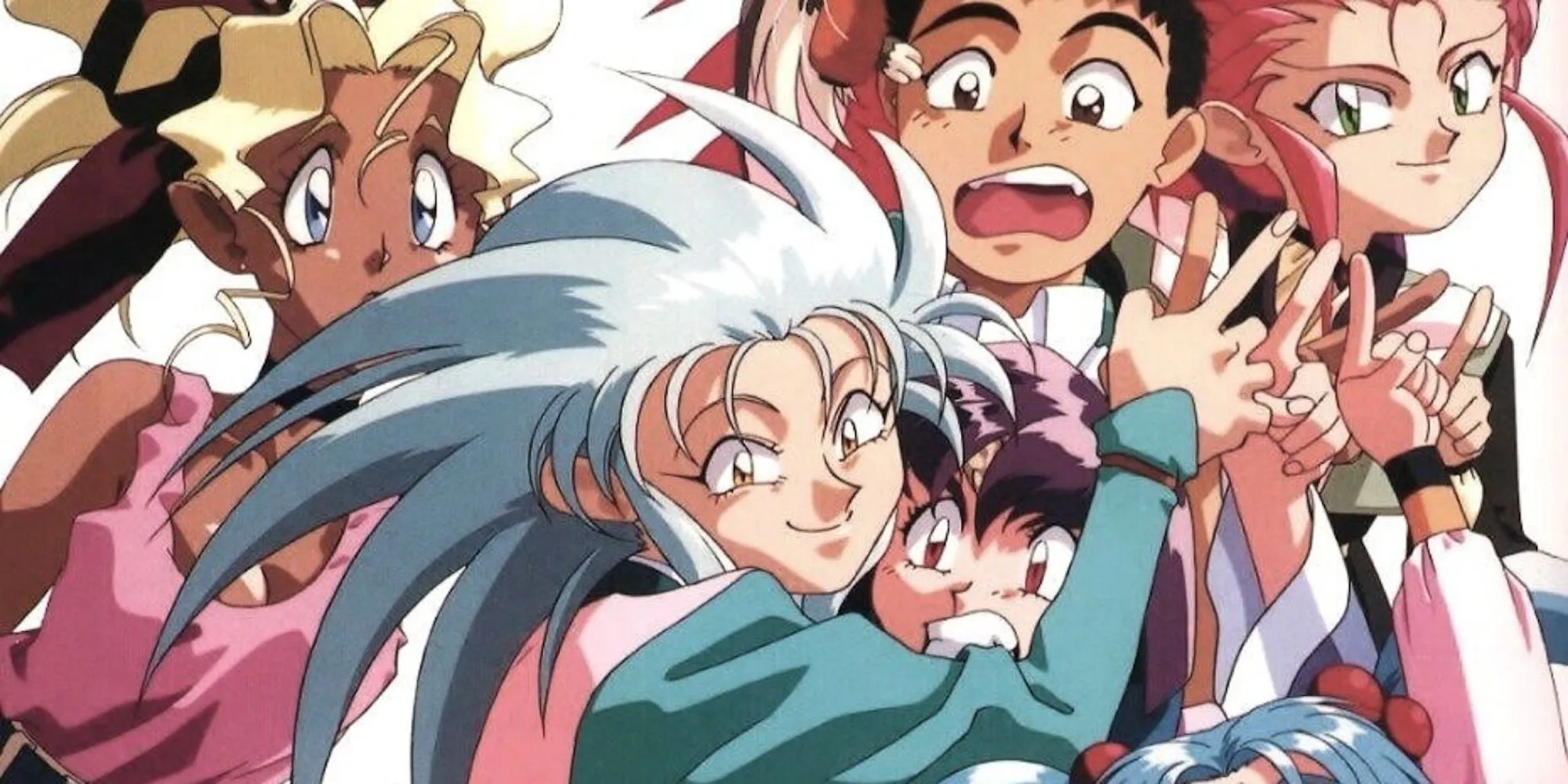 Arte promocional con el elenco de Tenchi Muyo