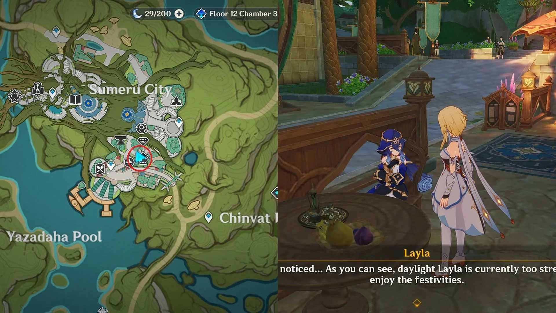 Localisation de Layla (Image via HoYoverse)