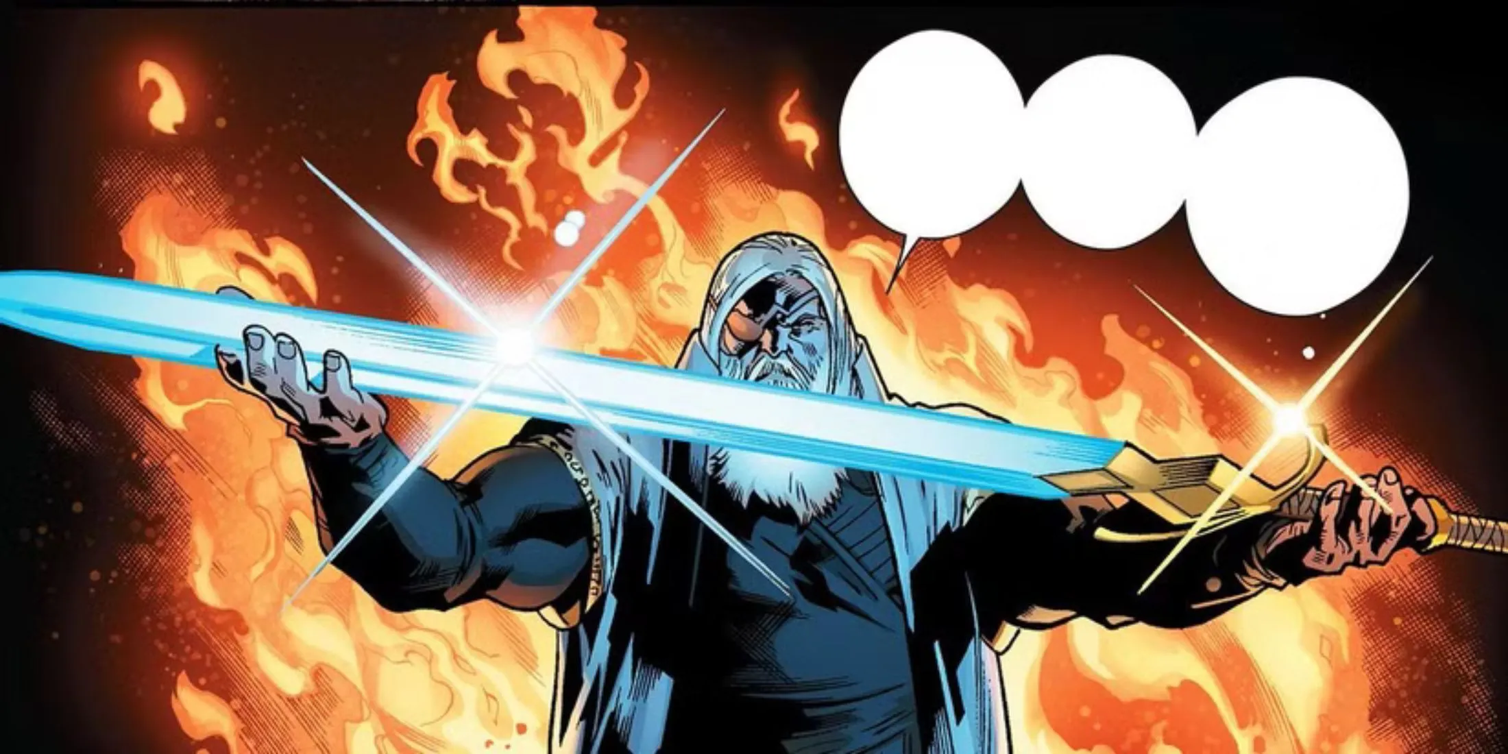 Uma ilustração de The Odinsword na Marvel Comics