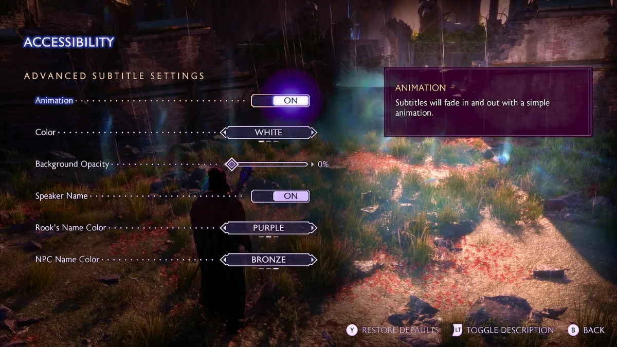 Advanced subtitle settings in Dragon Age: The Veilguard