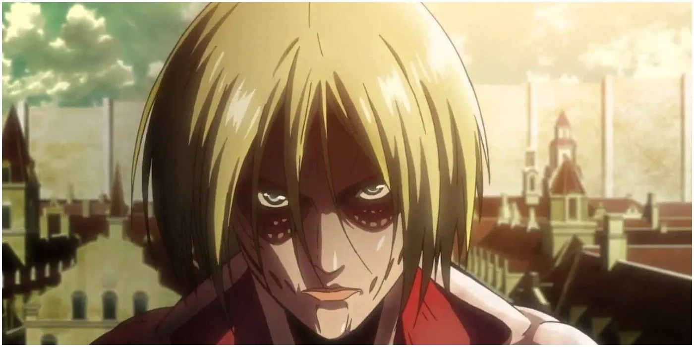 Annie usa il Titano Femmina per combattere Eren in Attack on Titan