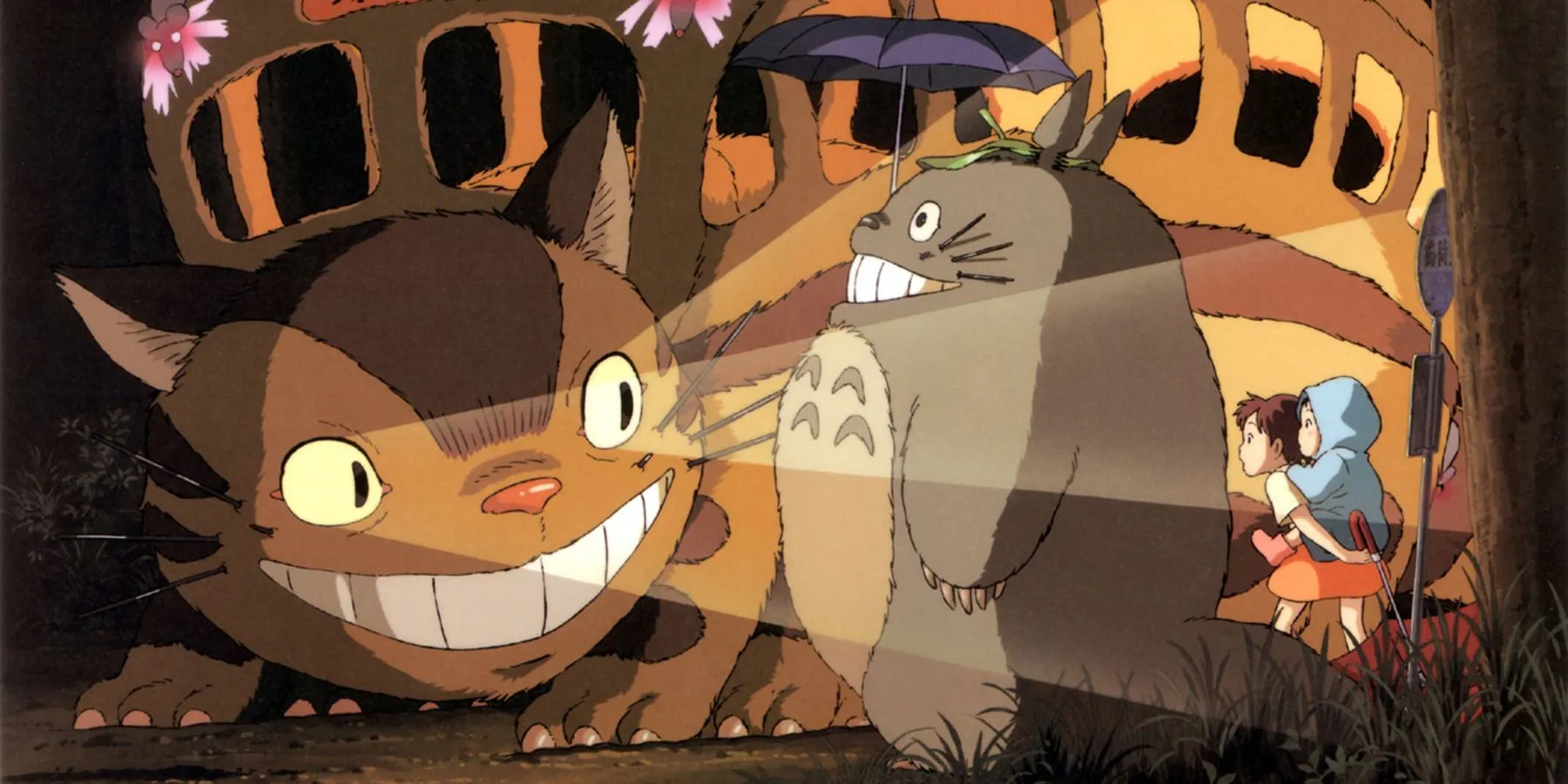 Catbus com Totoro na chuva