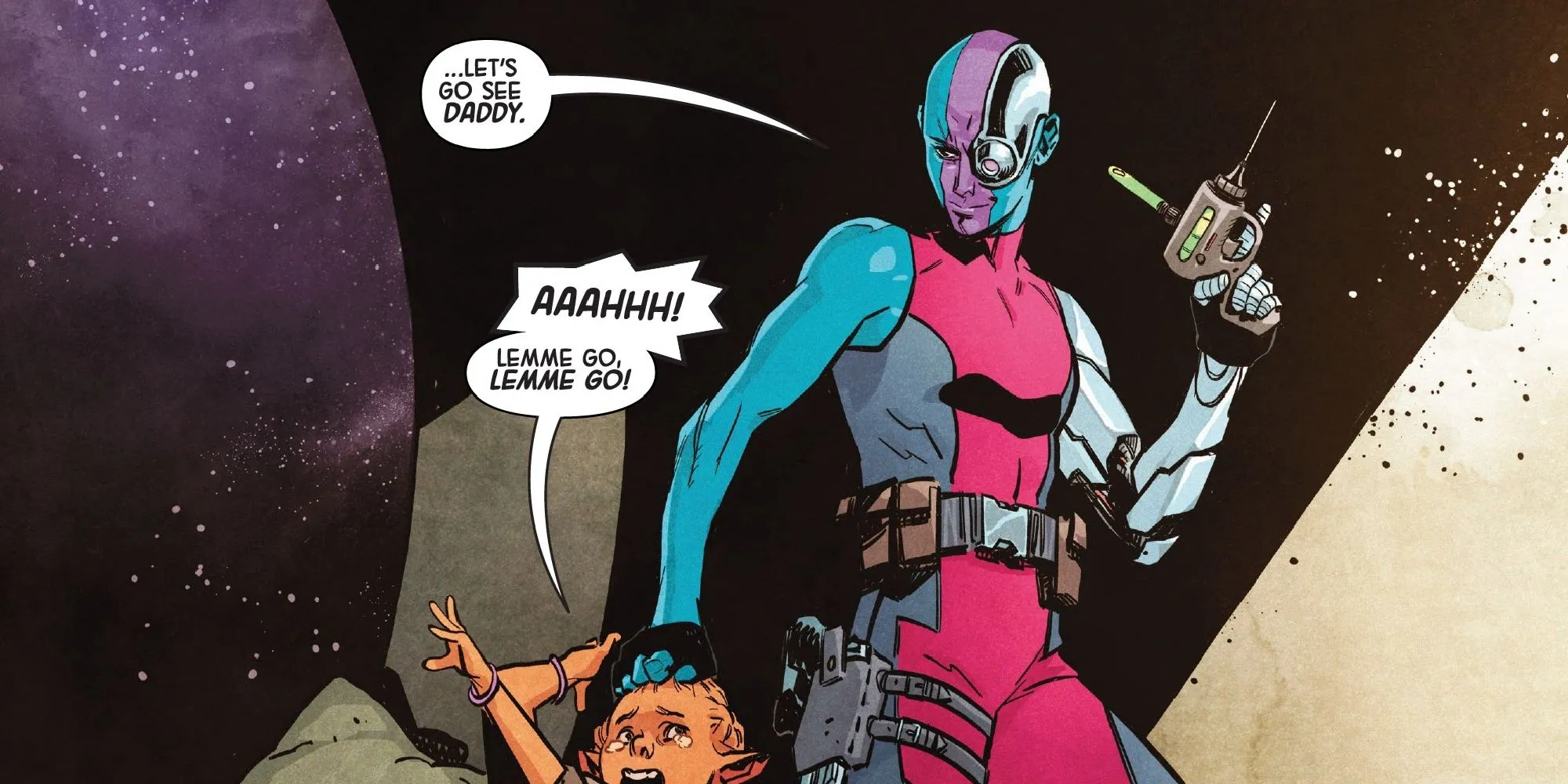 Nebula secuestra a un niño extraterrestre en los cómics