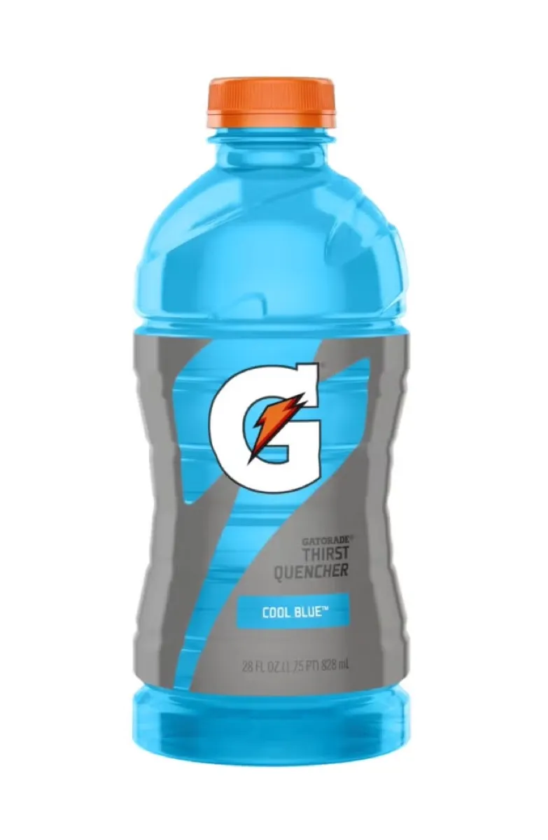 A bottle of Cool Blue Gatorade