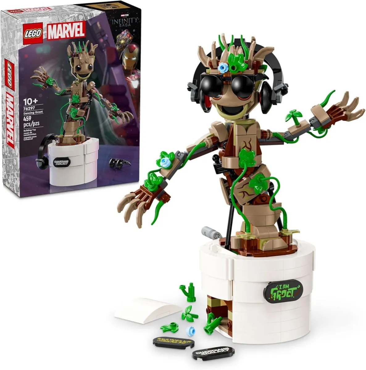 A LEGO dancing Groot