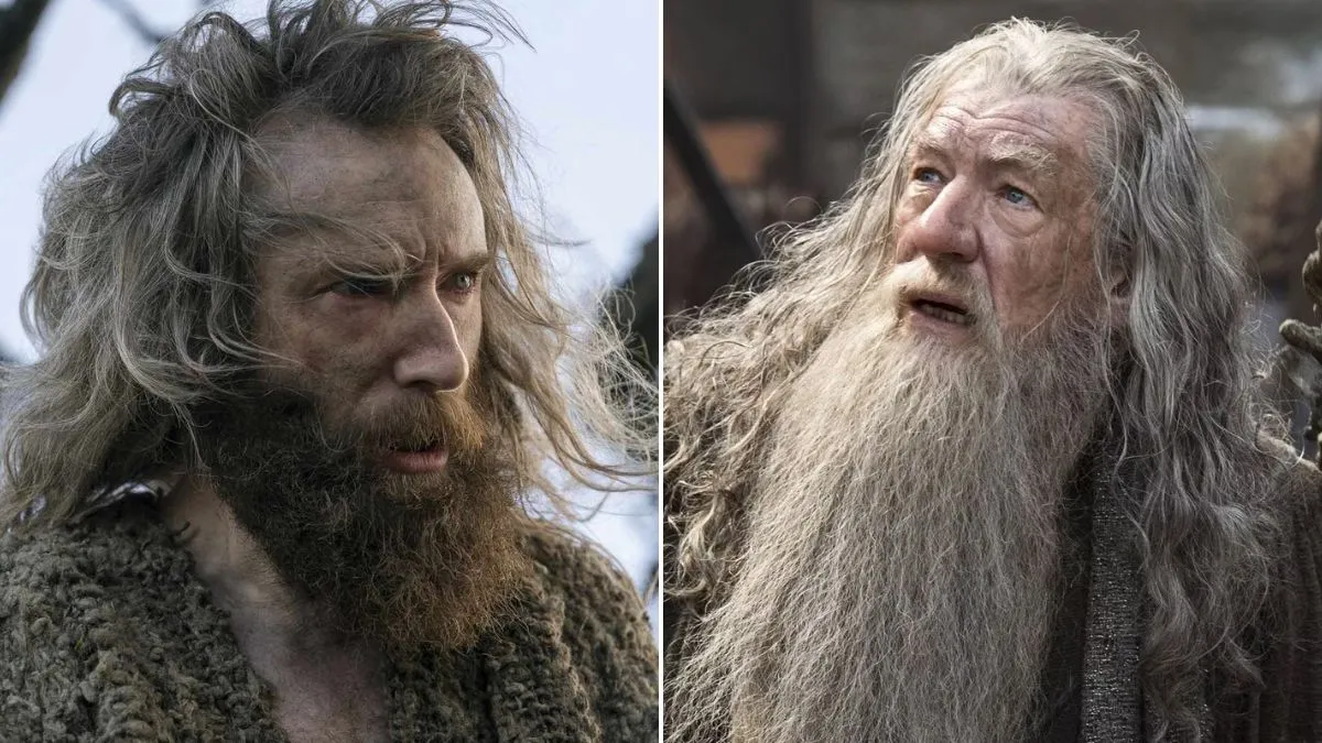 Daniel Weyman als der Fremde in „Die Ringe der Macht“ und Ian McKellen als Gandalf im „Herrn der Ringe“