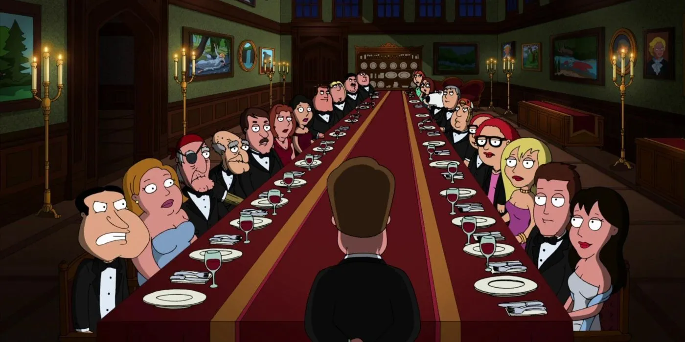 Capture d'écran de Family Guy Dîner pendant l'épisode Et puis il n'y en avait plus