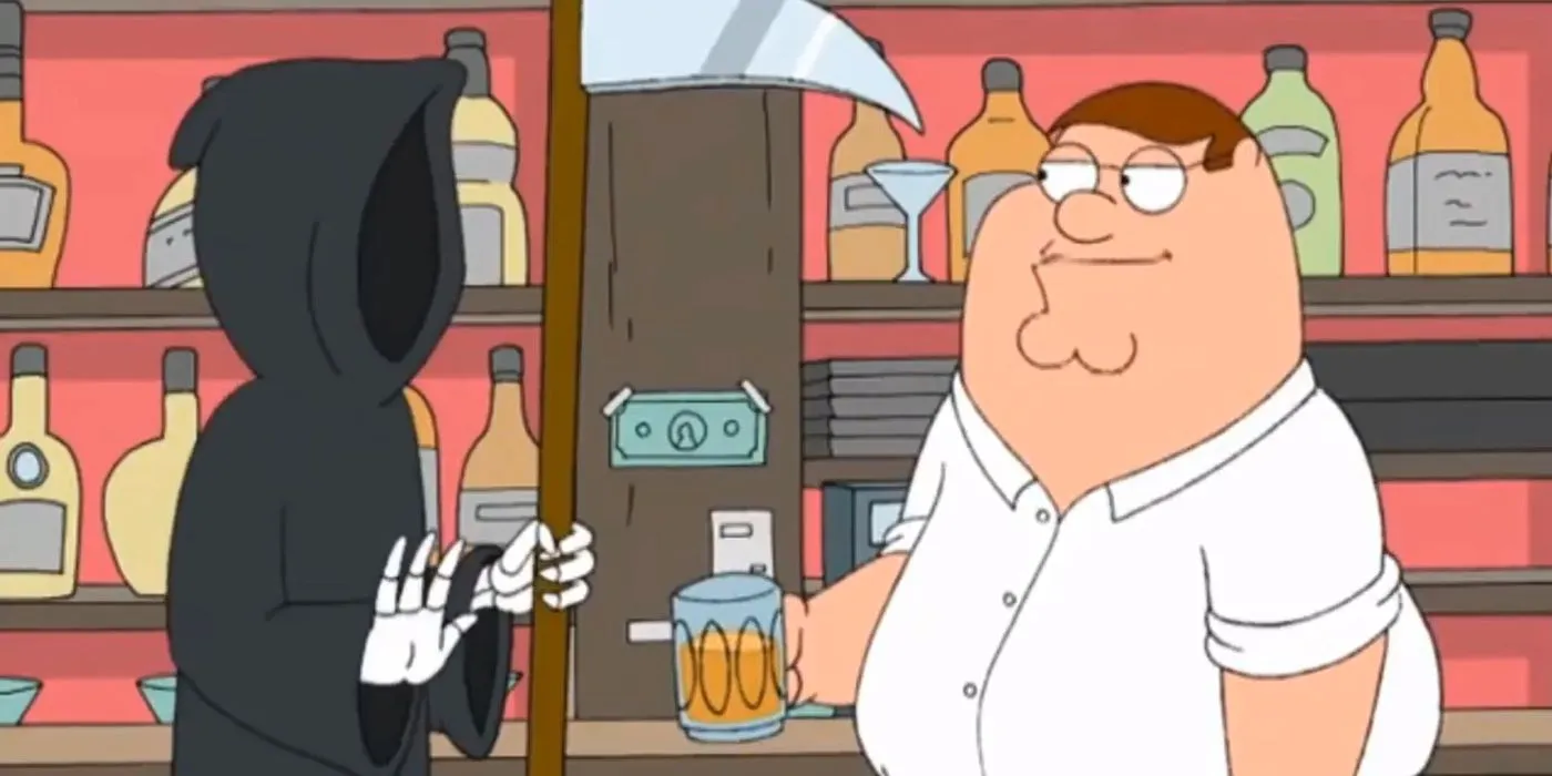 Family Guy Screenshot Peter and Death During Meet The Quagmires Episode