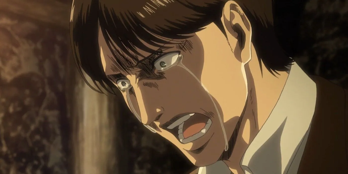 Grisha crying in Attack on Titan