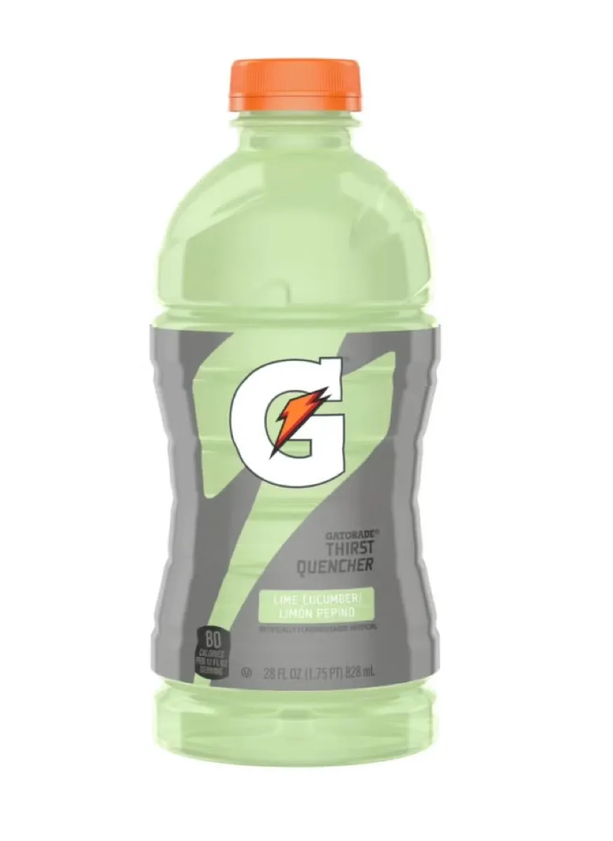 A bottle of Lime Cucumber Gatorade