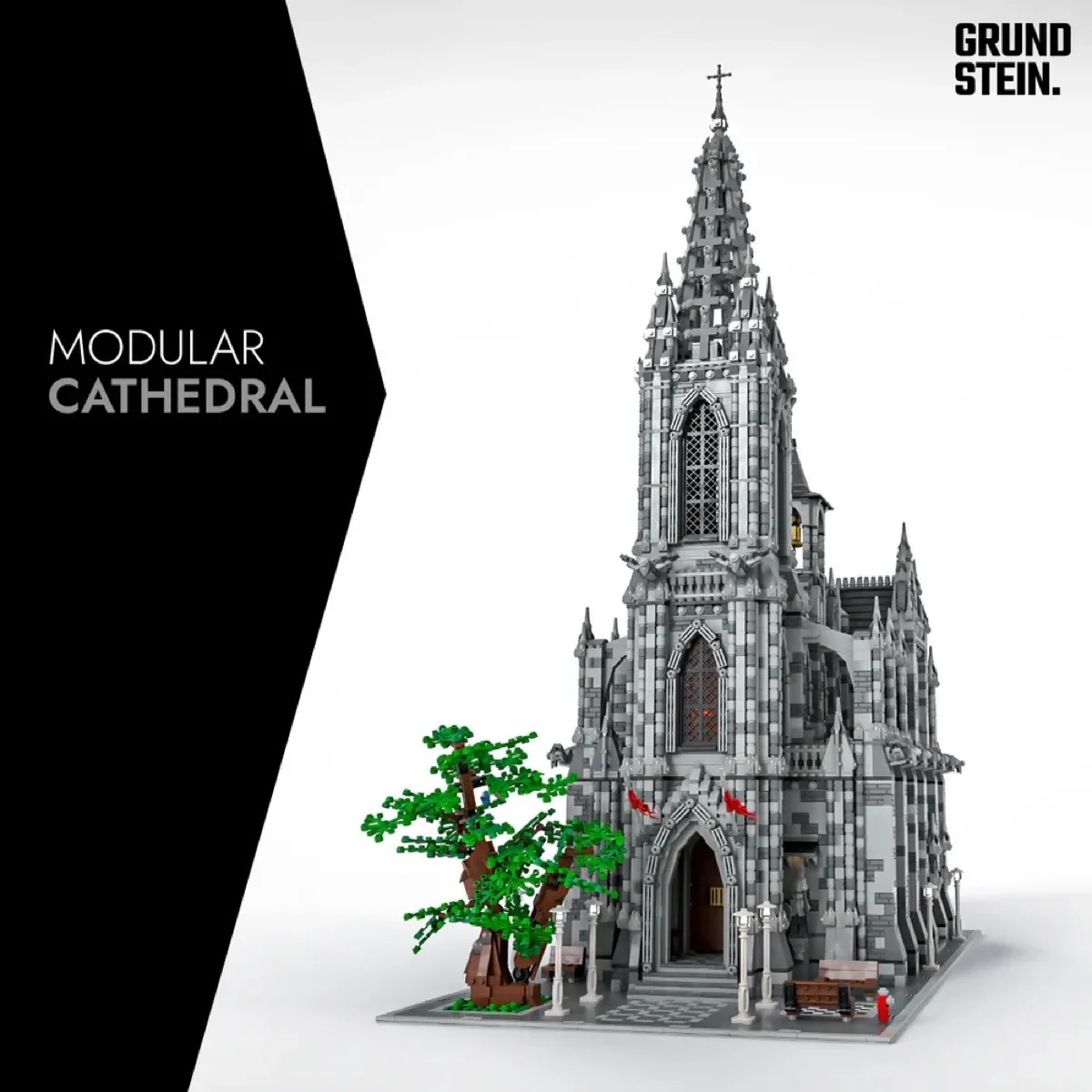 A custom designed LEGO cathedral model