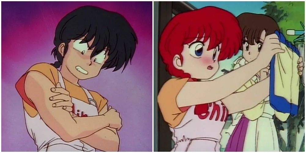 Izquierda: Ranma en forma de niño Derecha: Ranma en forma de niña